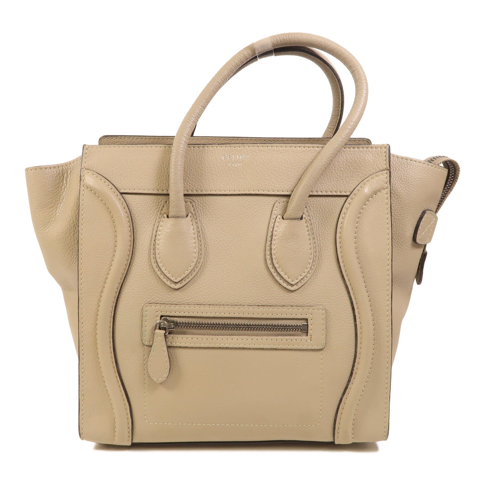 CELINE 牛皮皮革Micro Luggage銀扣手挽袋