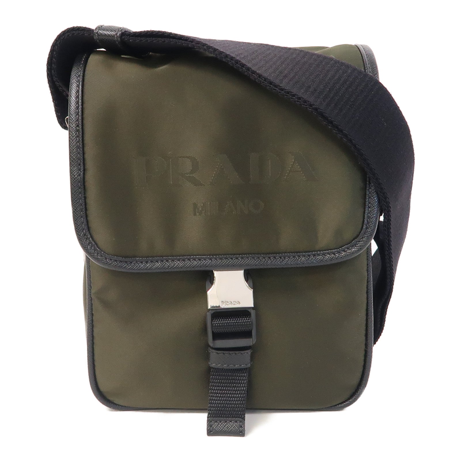 PRADA 尼龍Shoulder Bag銀扣肩背袋綠色