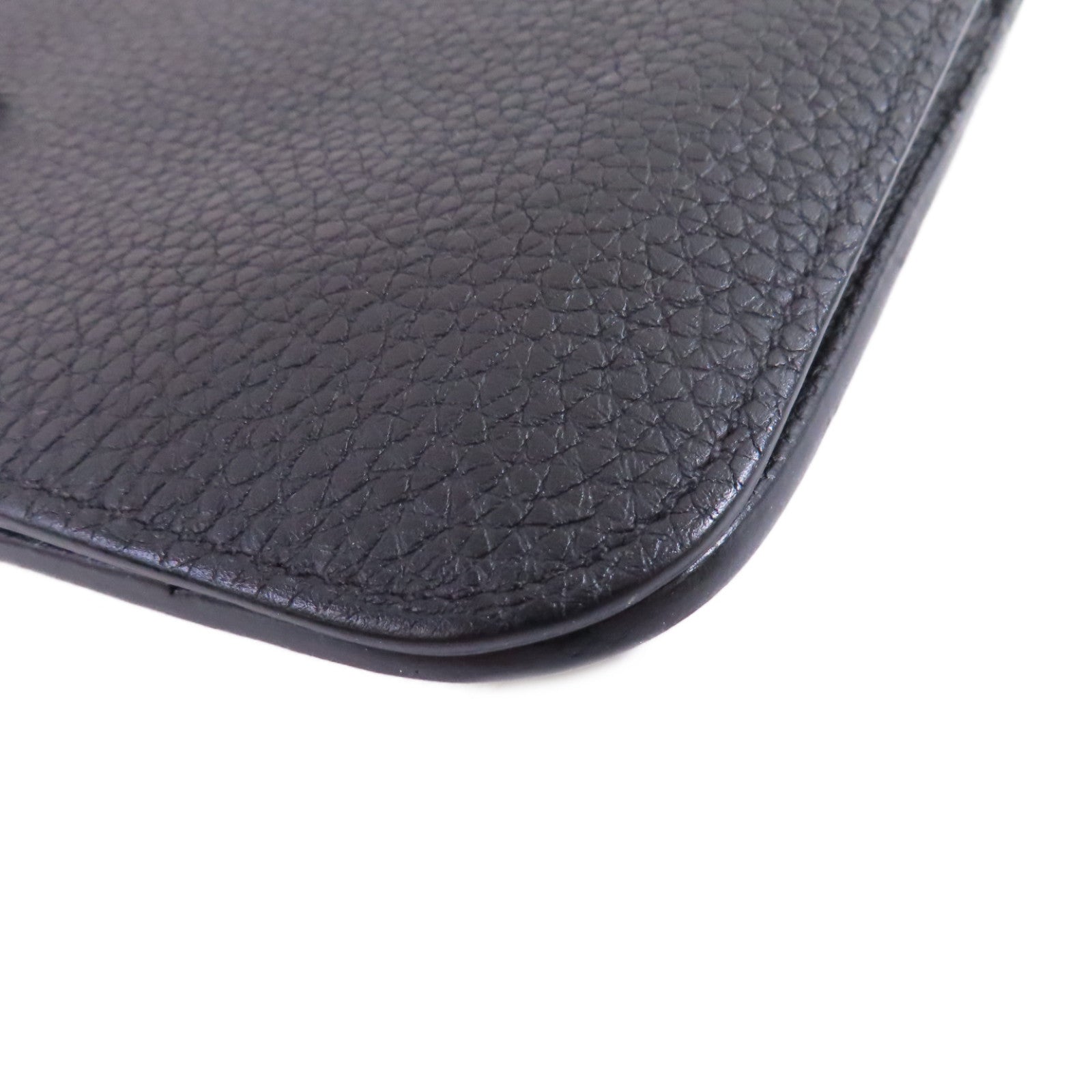 HERMES Togo皮革Dogon Wallet銀扣長錢包Noir/黑色