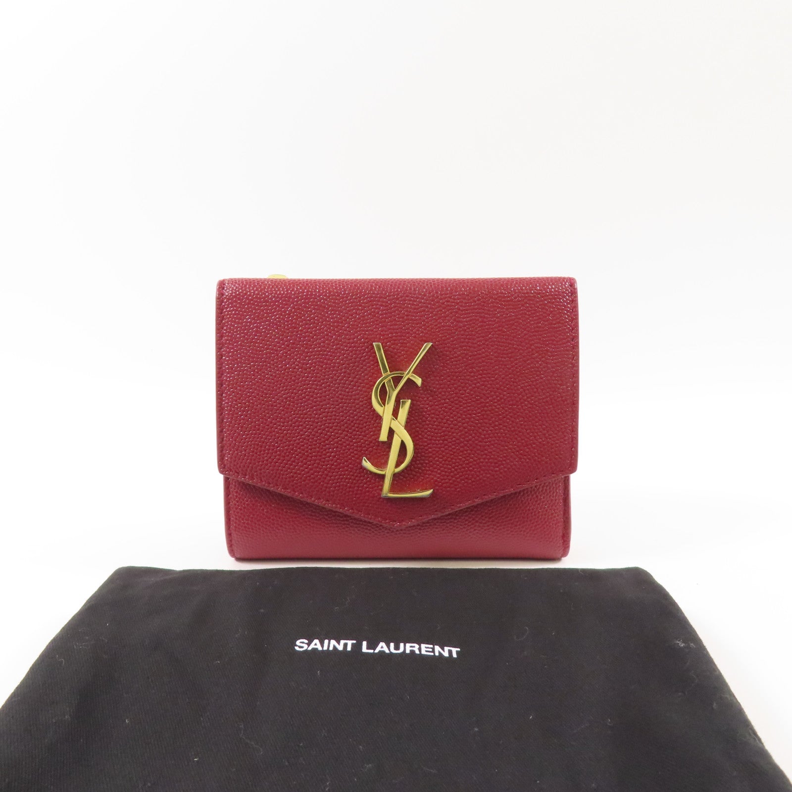YVES SAINT LAURENT 【激減優惠】牛皮皮革Bifold Wallet金扣錢包