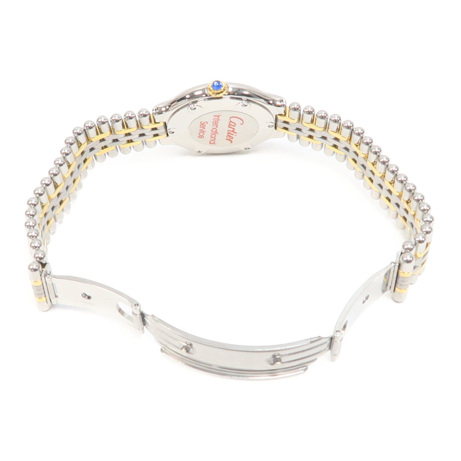 CARTIER Must De Cartier 18K黃金/不鏽鋼手錶石英機芯銀色