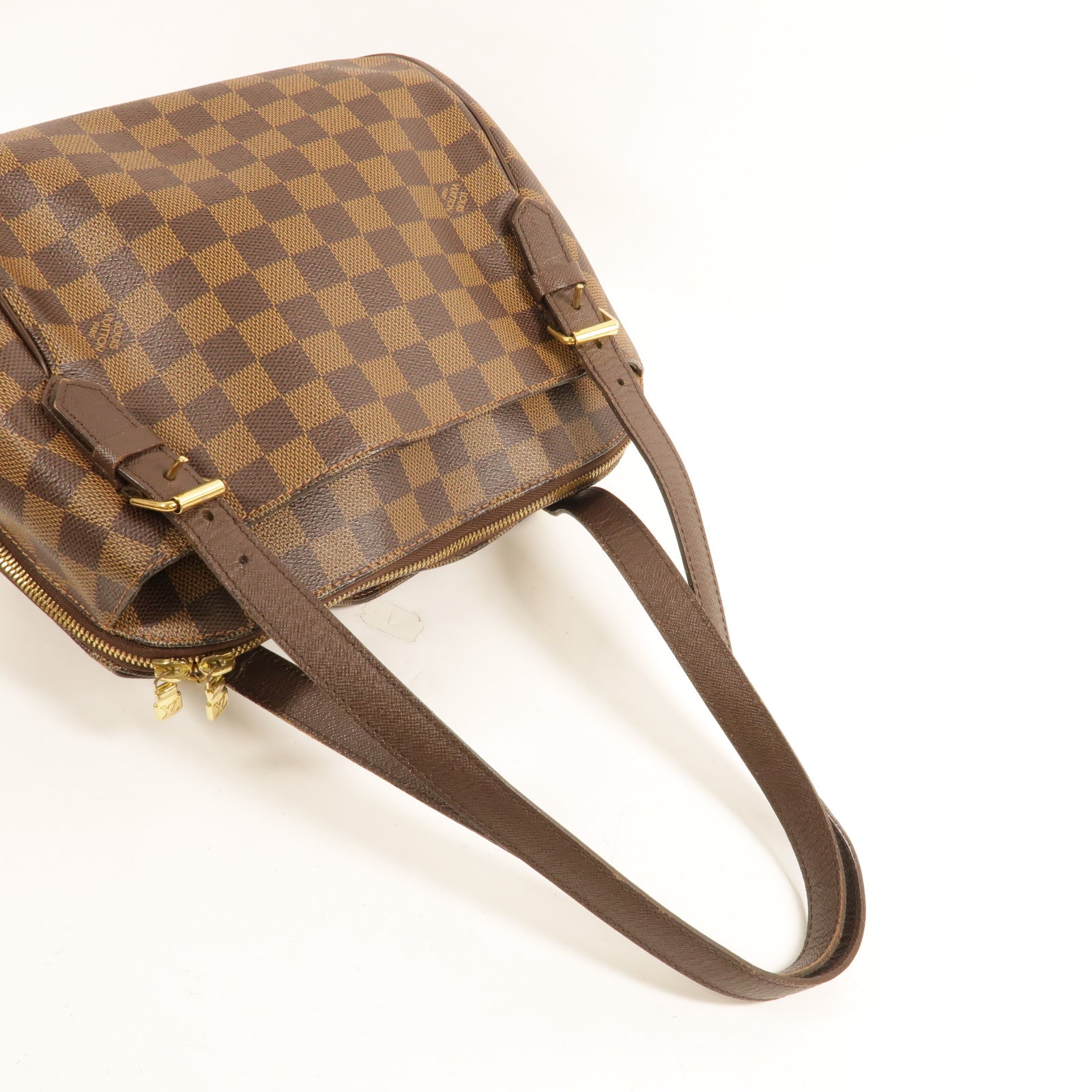LOUIS VUITTON Damier Belem MM金扣肩背袋棕色