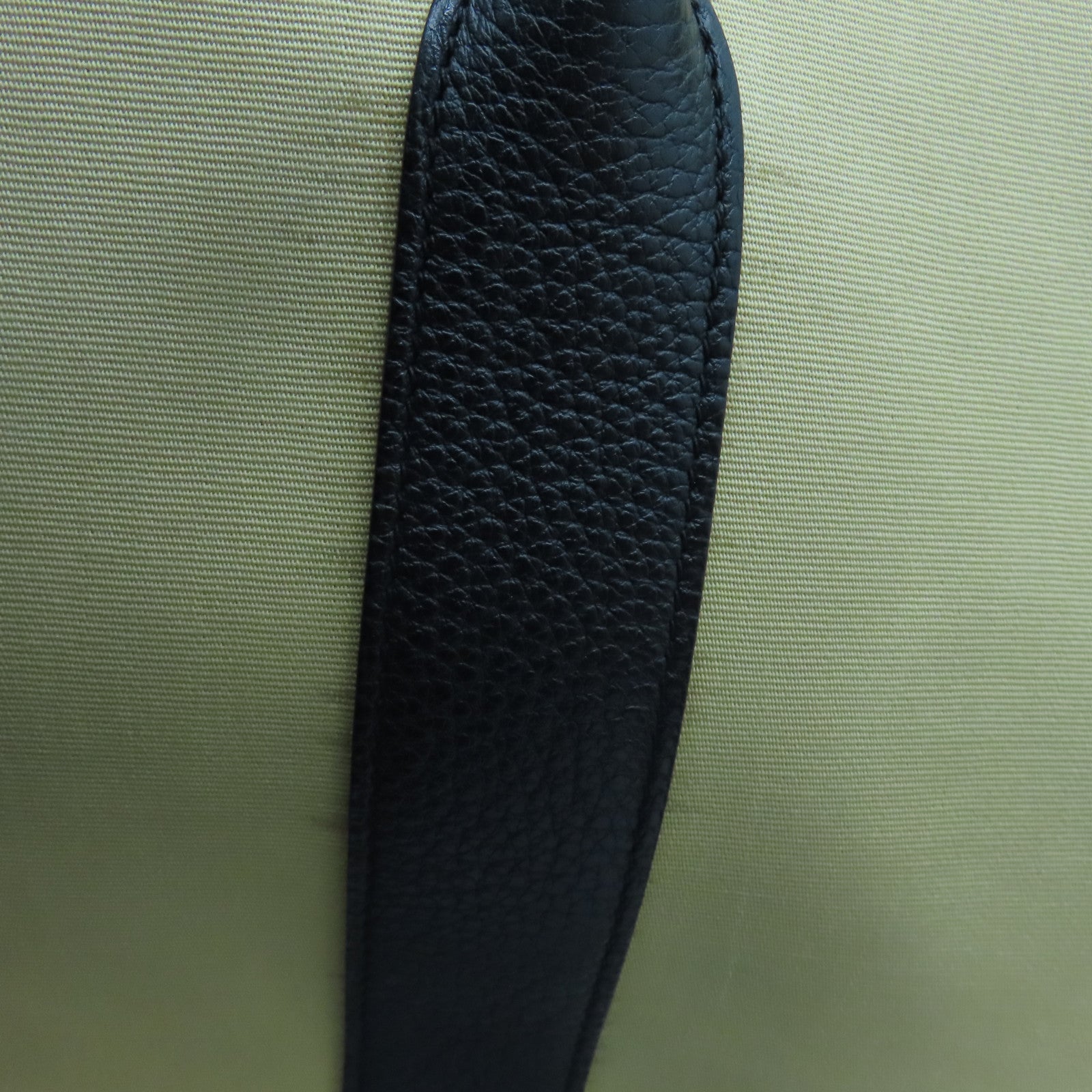 HERMES 【激減優惠】帆布GardenParty PM銀扣手挽袋米色/黑色