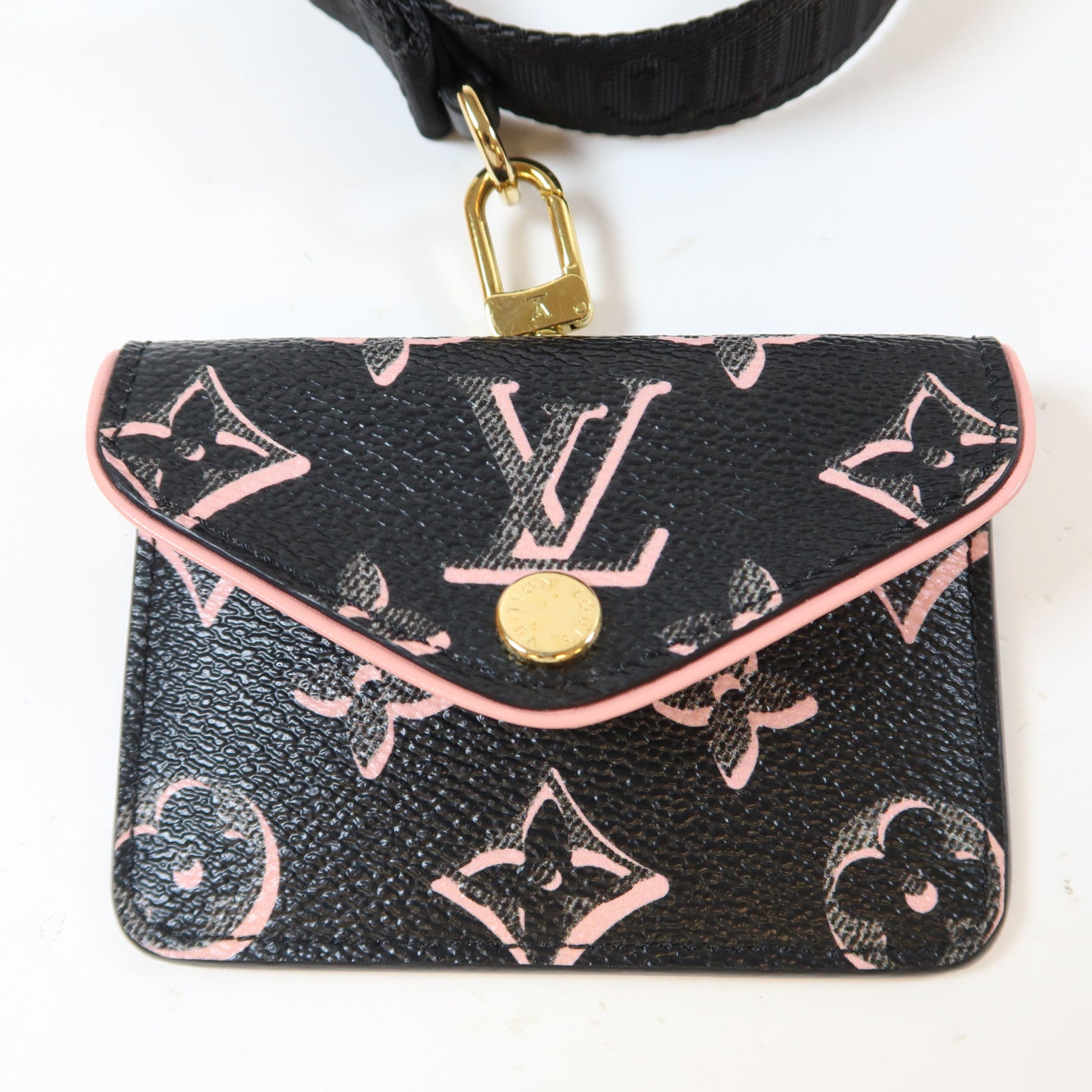 LOUIS VUITTON 【激減優惠】Monogram Felicie Strap & Go金扣肩背袋黑色/粉紅色