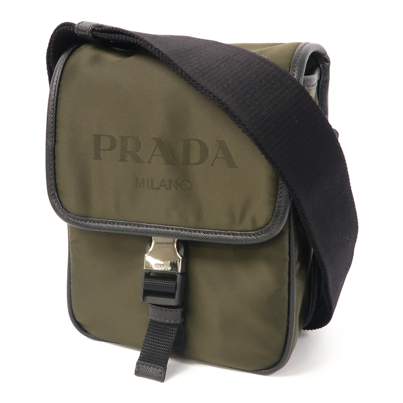 PRADA 尼龍Shoulder Bag銀扣肩背袋綠色