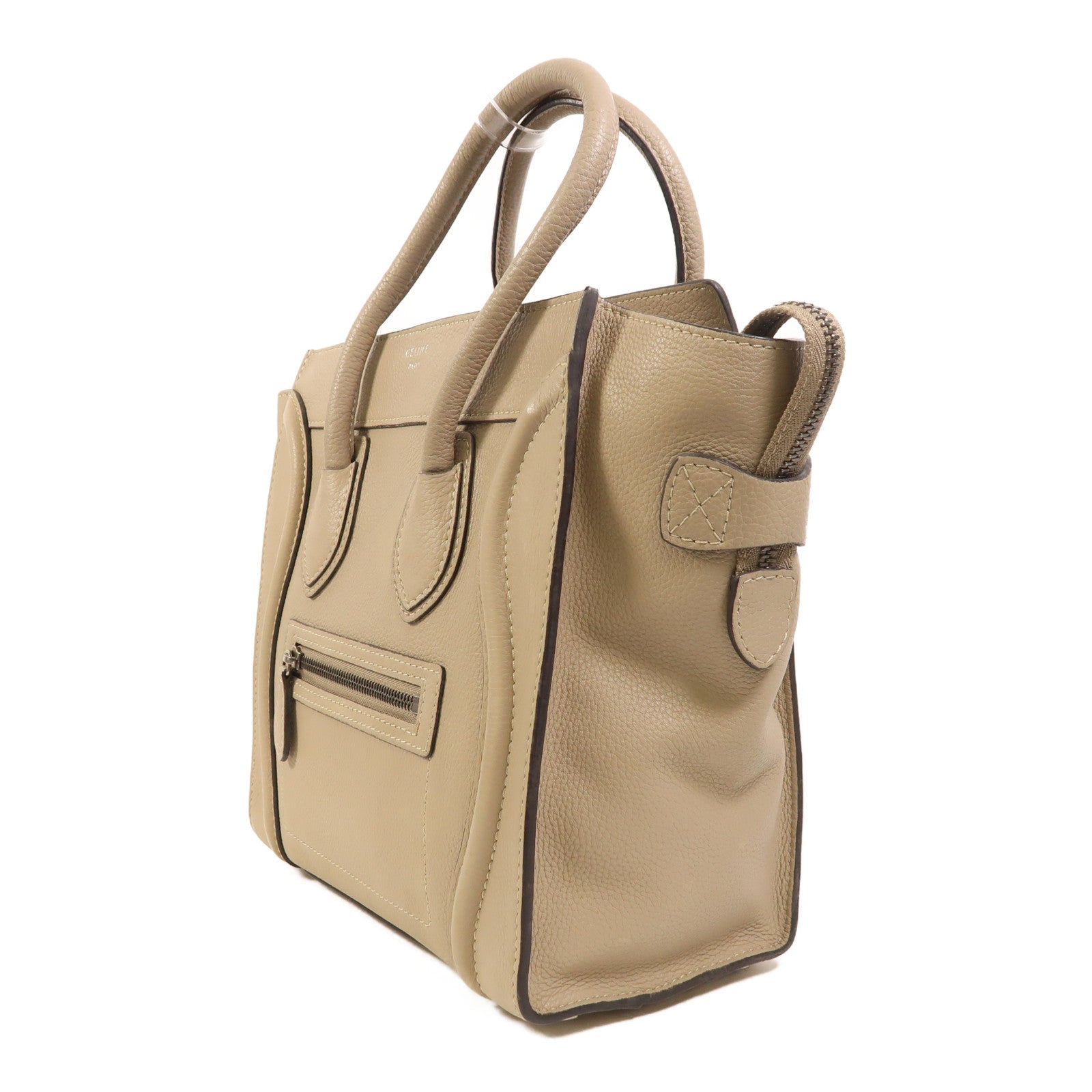 CELINE 牛皮皮革Micro Luggage銀扣手挽袋