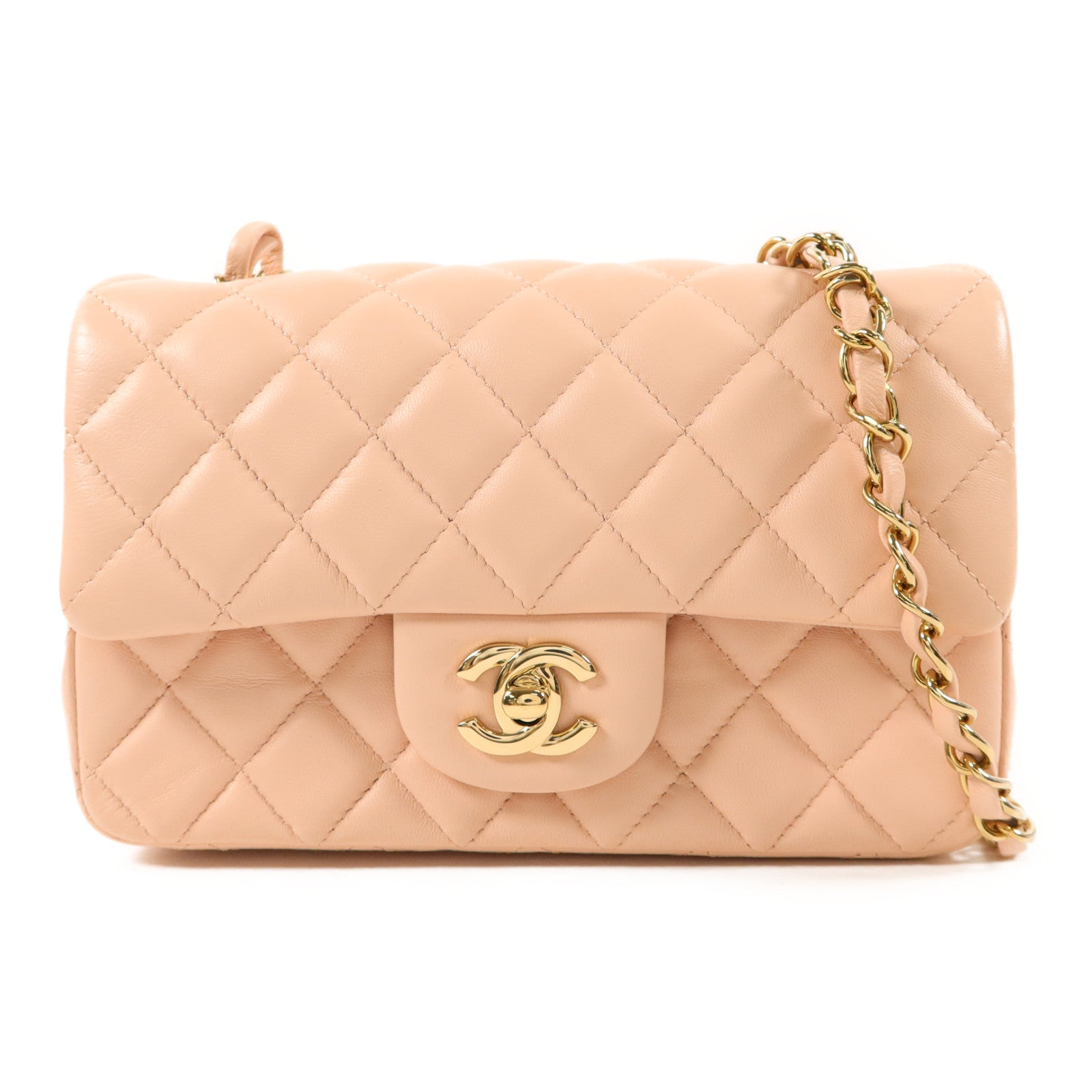 CHANEL 牛皮皮革Mini Classic 20金扣鏈帶肩背袋