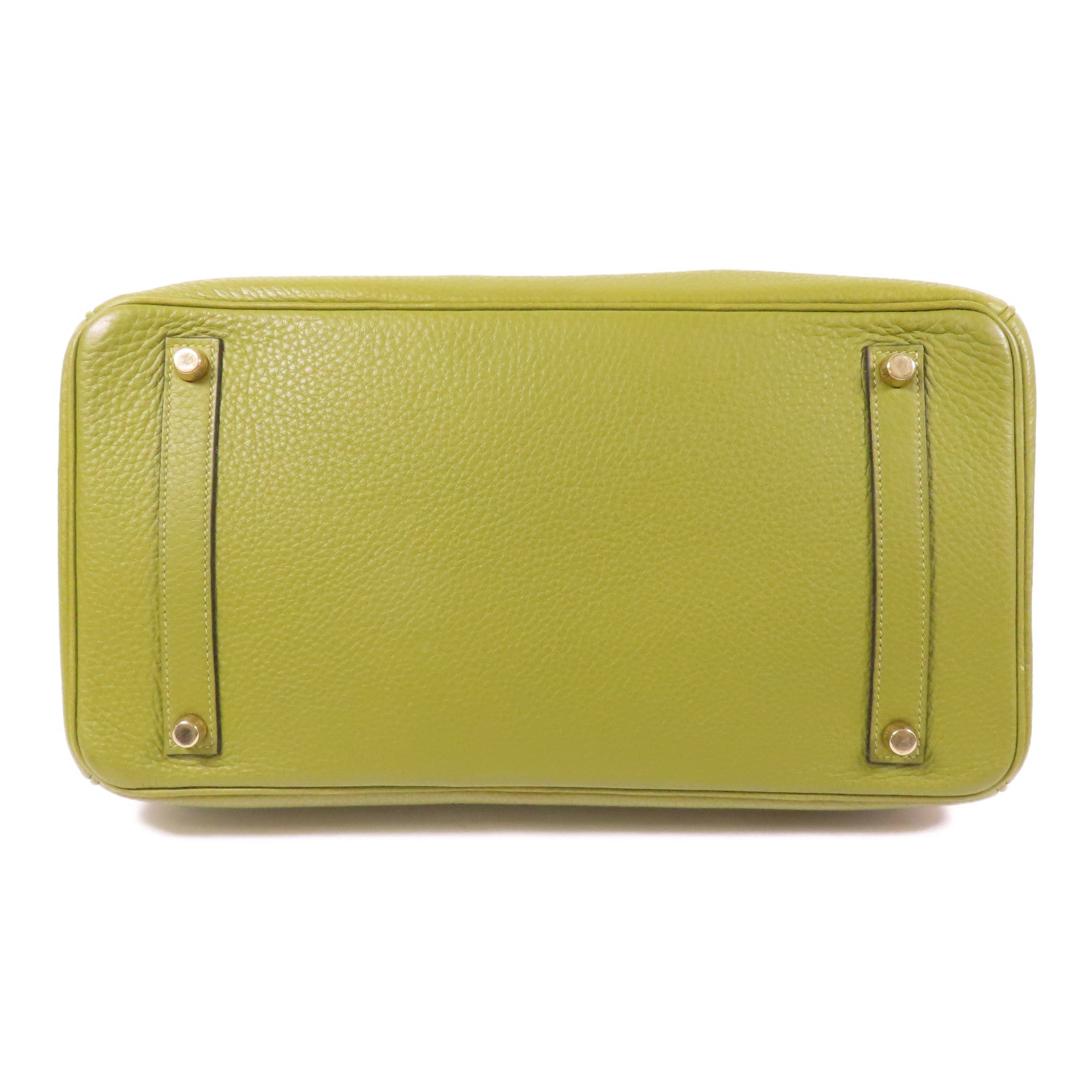 HERMES Clemence皮革Birkin 35金扣手挽袋Vert Anis