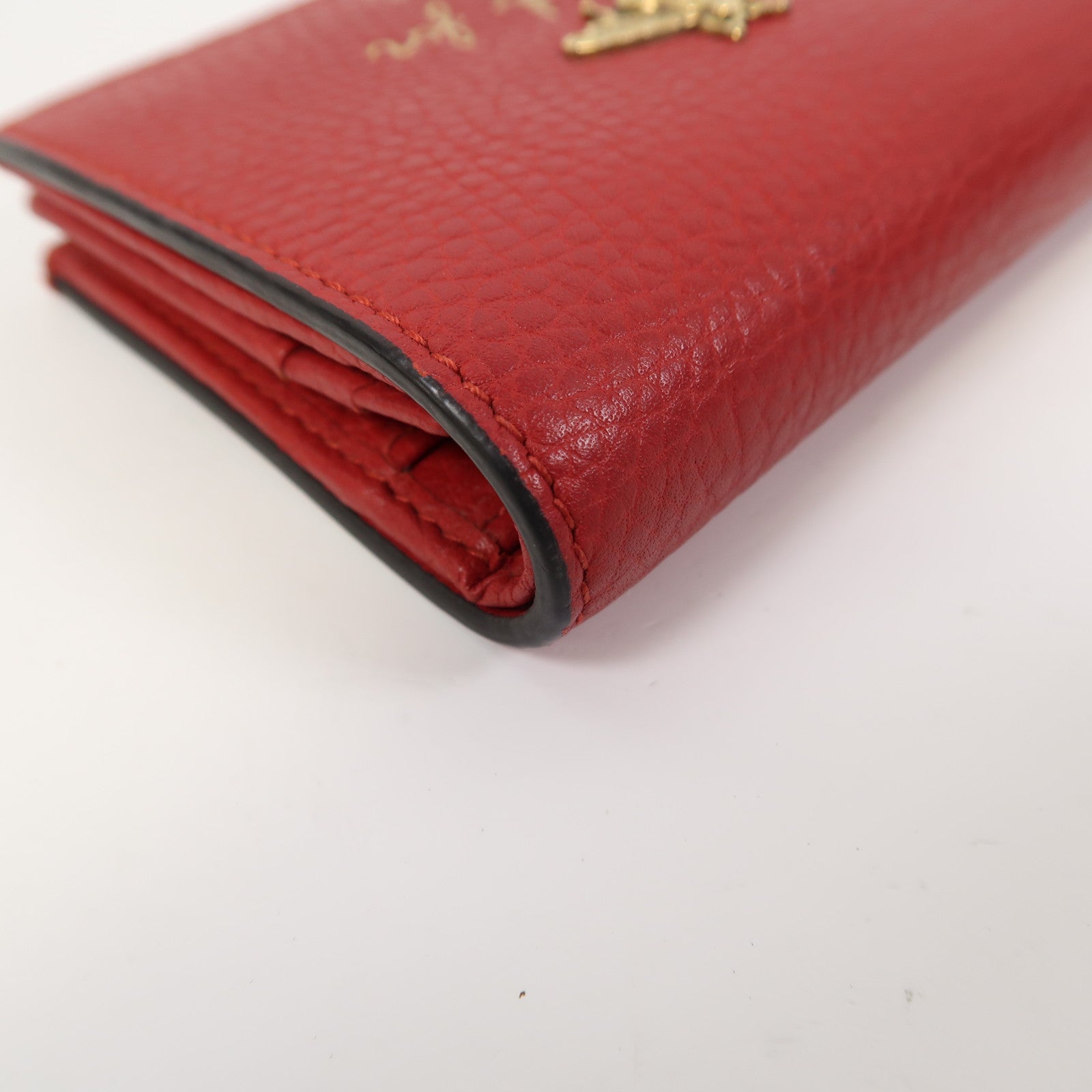 GUCCI 【激減優惠】牛皮皮革Wallet金扣錢包紅色