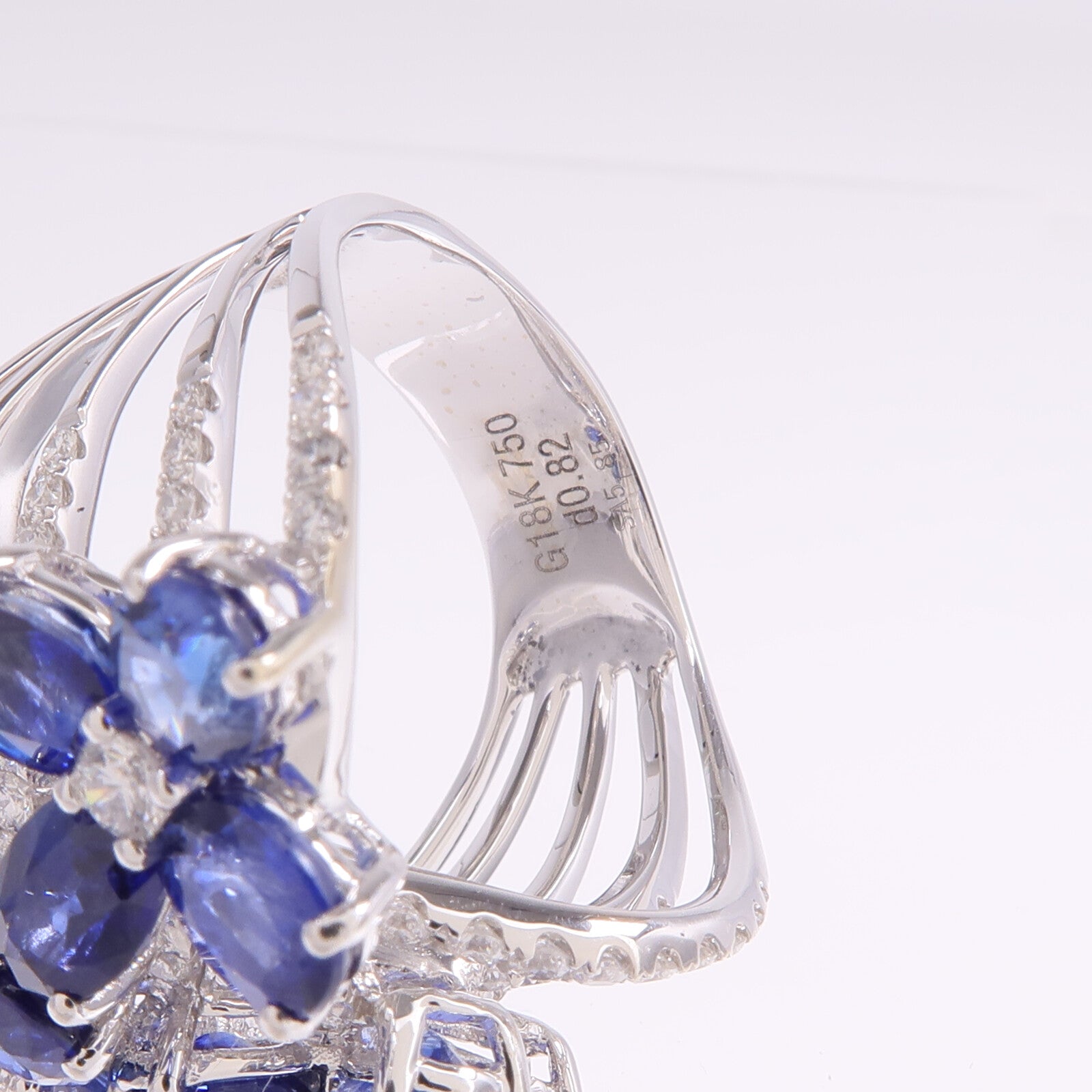 JEWELRY 18K白金Sapphire Diamond Ring藍寶石/鑽石戒指US#7.5