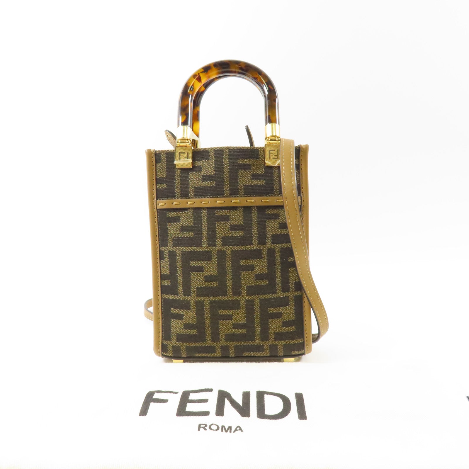 FENDI 帆布Shoulder Bag金扣手挽肩背兩用袋