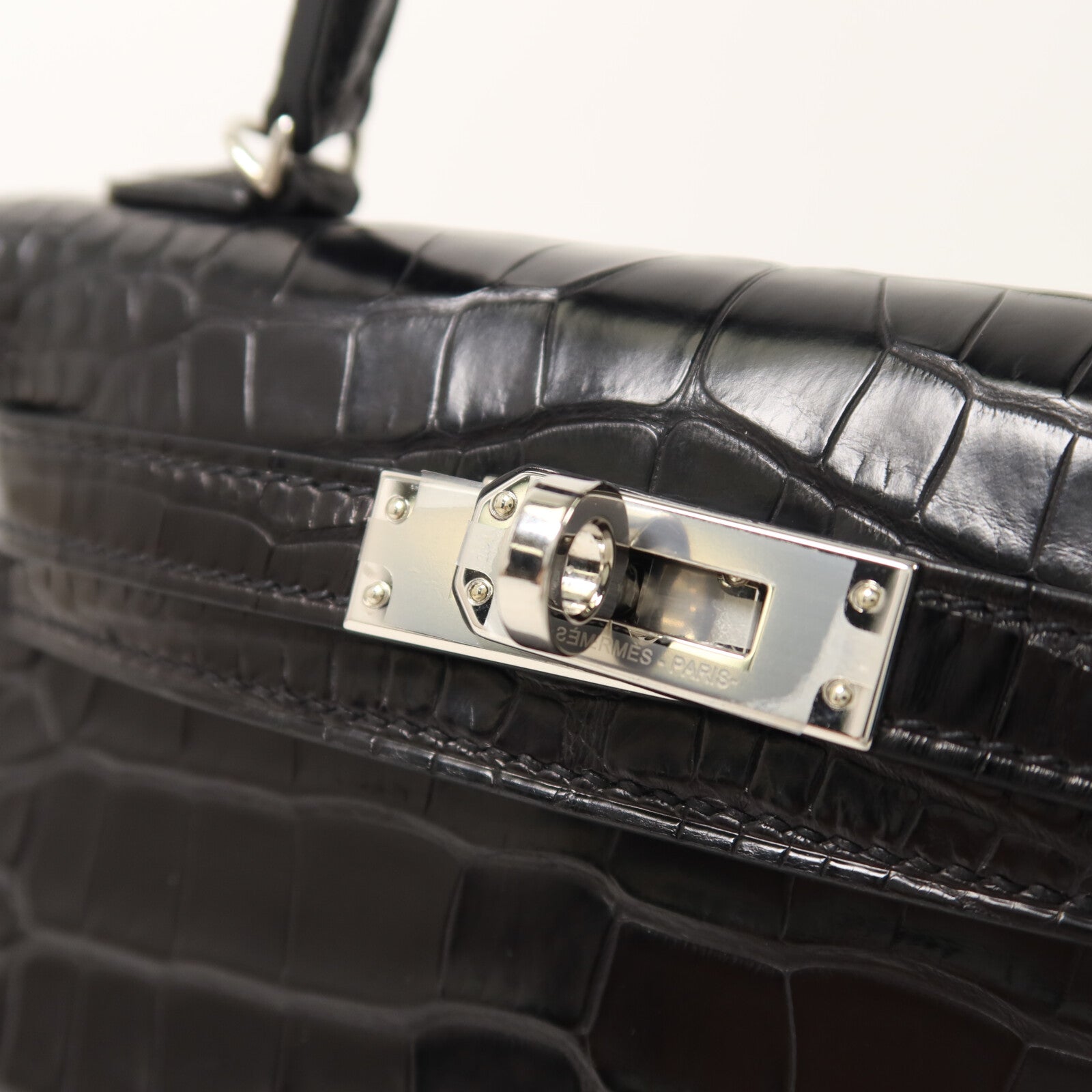 HERMES Alligator皮革Mini Kelly手挽肩背兩用袋Noir