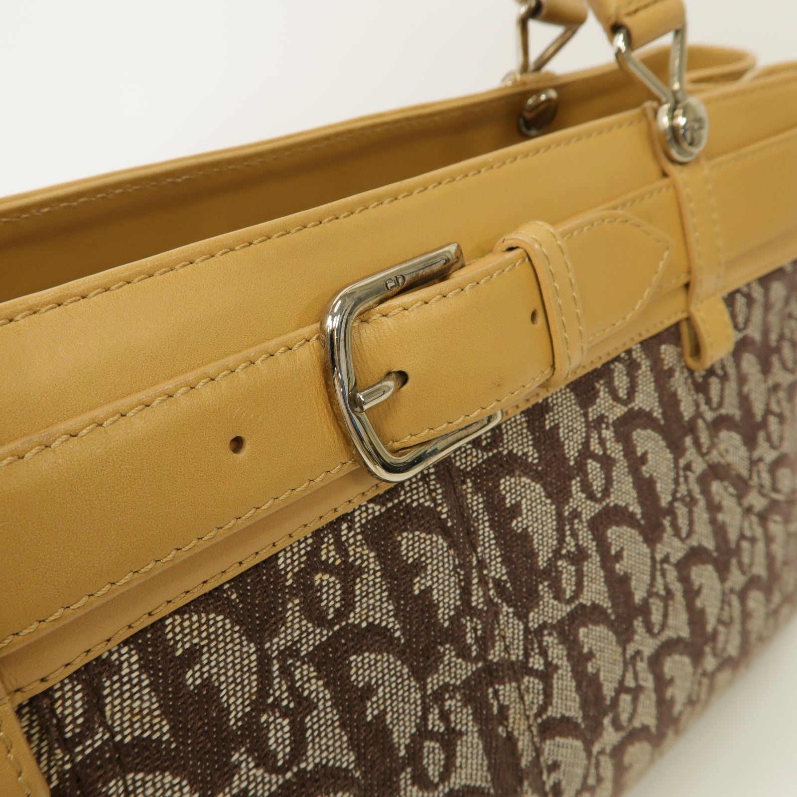 Dior 帆布Shoulder Bag金扣肩背袋棕色