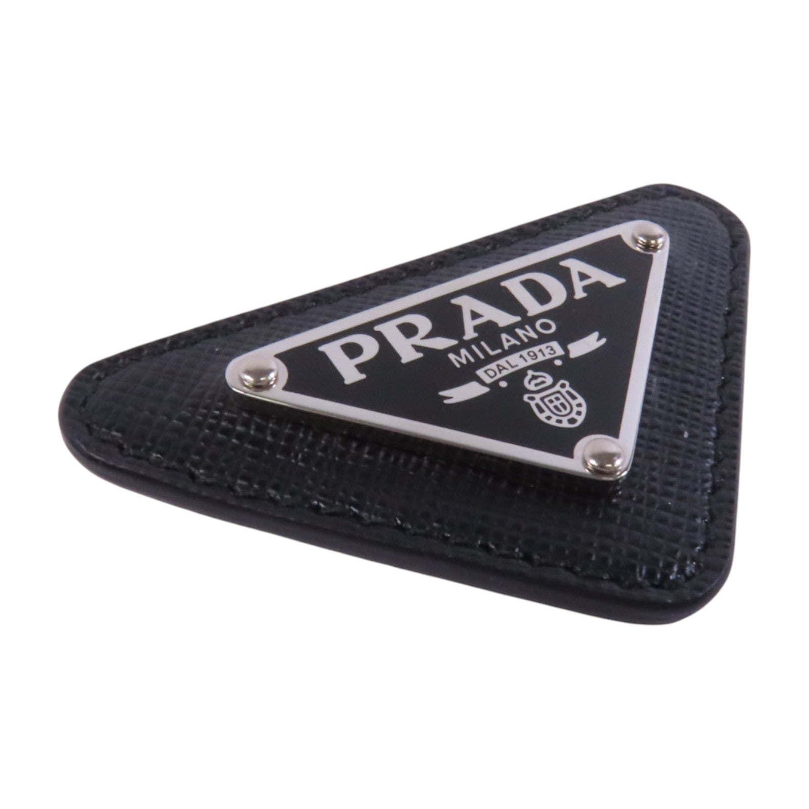 PRADA Saffiano皮革/金屬Brooch銀扣胸針