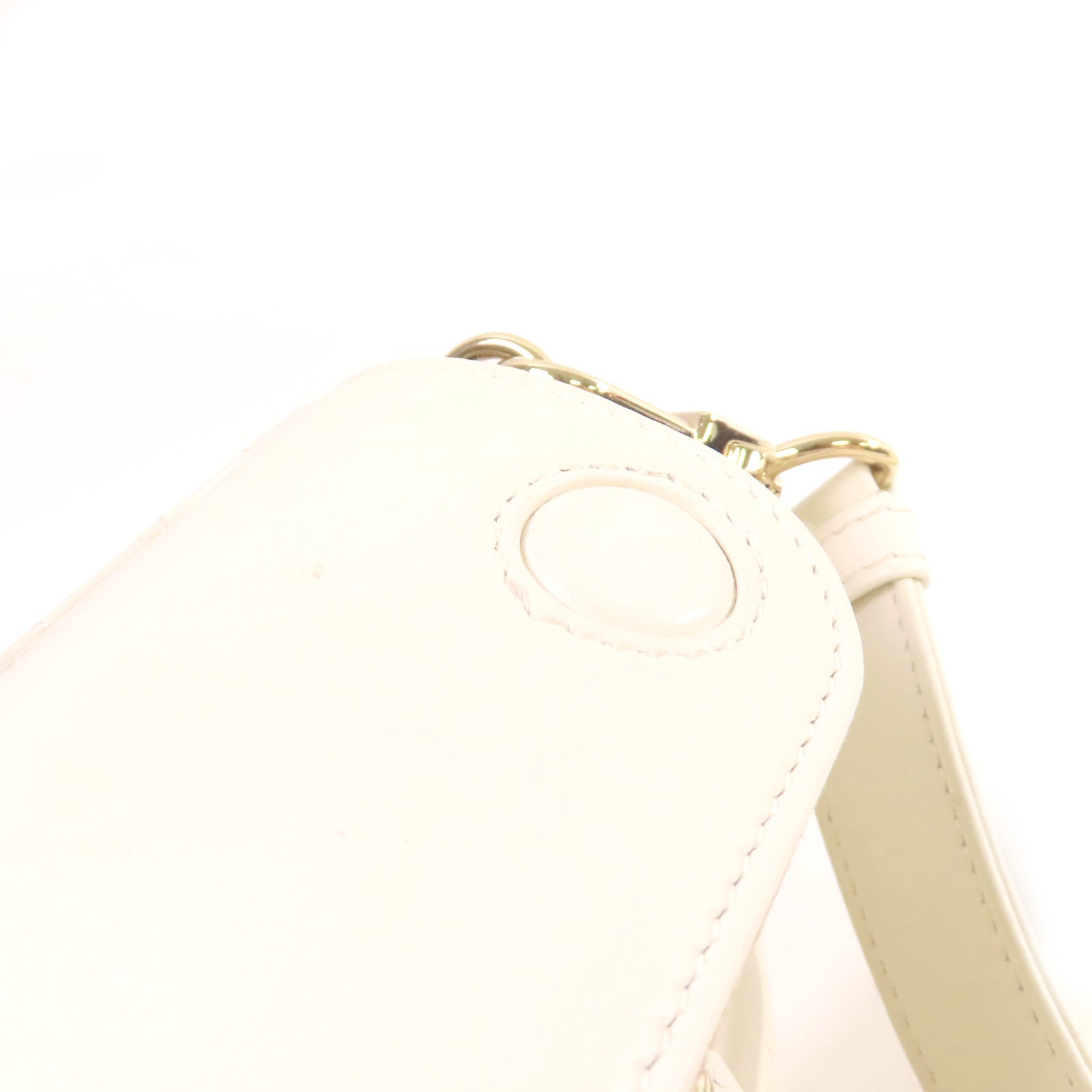 Dior 羊皮皮革Lady D-Joy Shoulder Bag金扣手挽肩背兩用袋白色