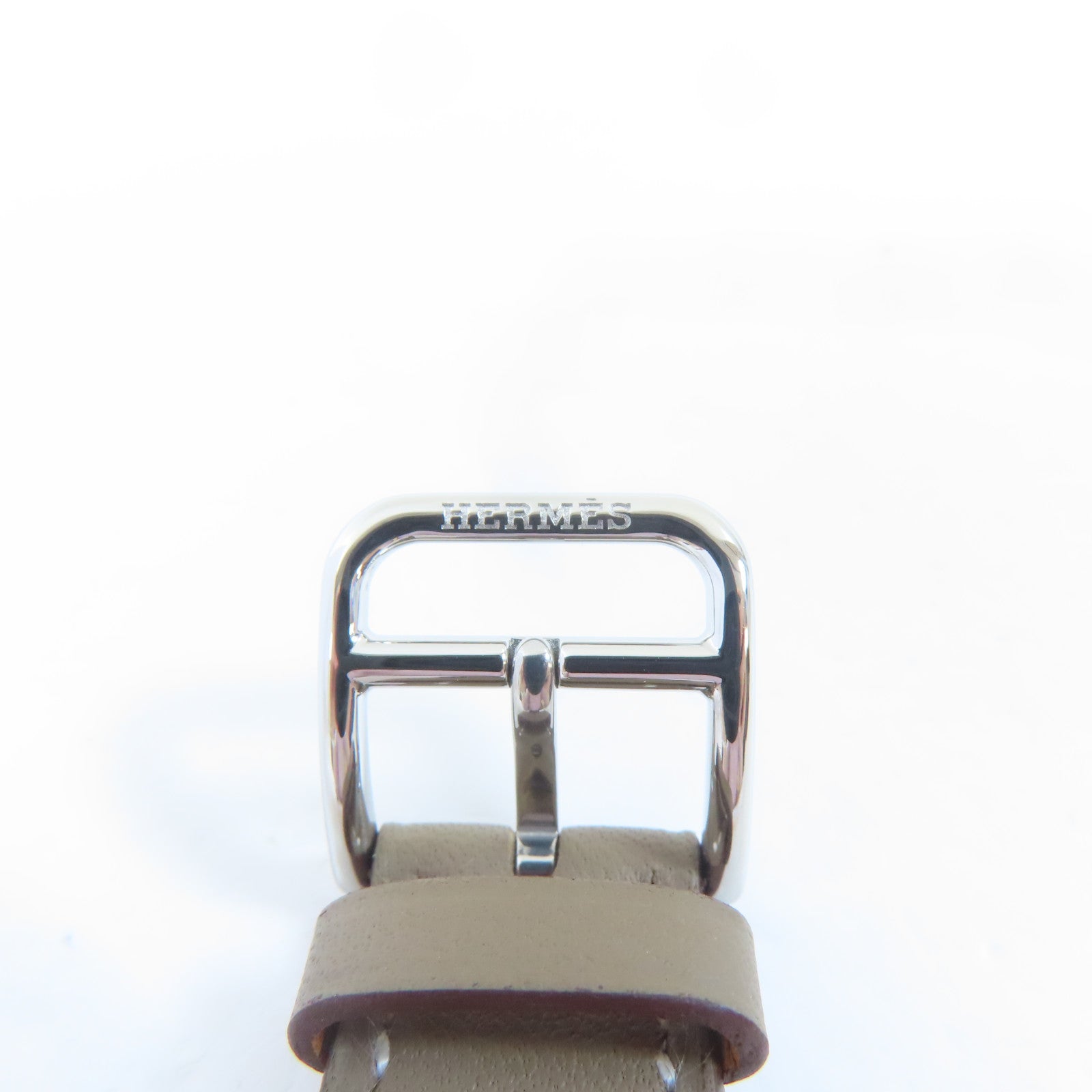 HERMES H Watch不鏽鋼/皮革手錶石英機芯白色#16cm
