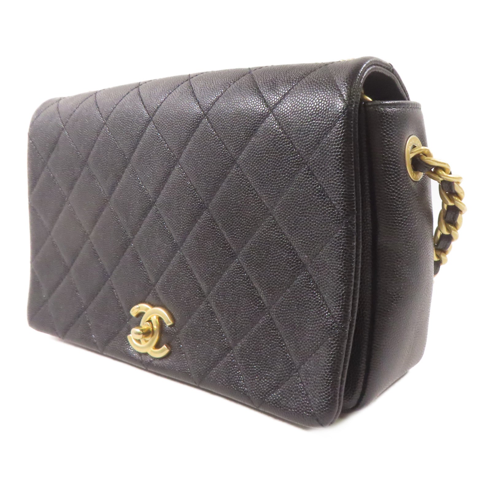 CHANEL 牛皮皮革2 Way Shoulder Bag金扣手挽肩背兩用袋黑色
