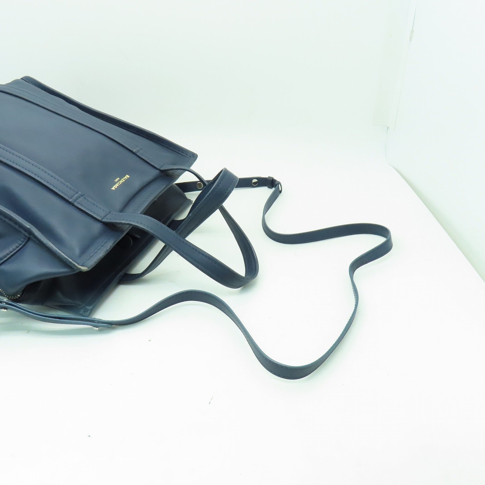 BALENCIAGA 【激減優惠】牛皮皮革2way Shoulder Bag銀扣手挽肩背兩用袋藍色
