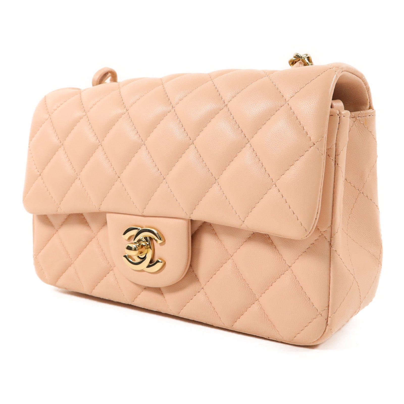 CHANEL 牛皮皮革Mini Classic 20金扣鏈帶肩背袋