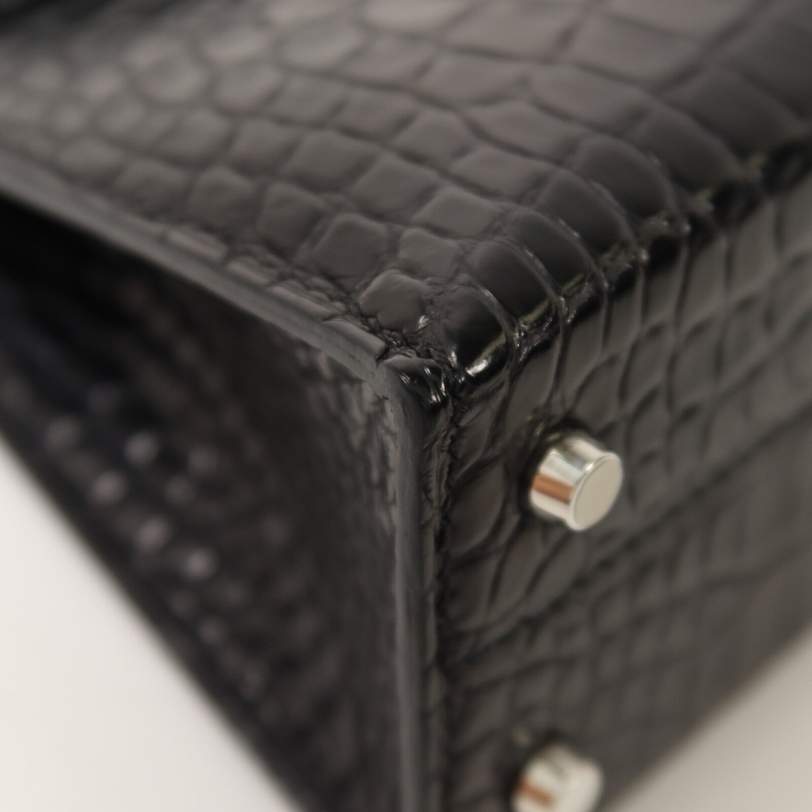HERMES Alligator皮革Mini Kelly手挽肩背兩用袋Noir