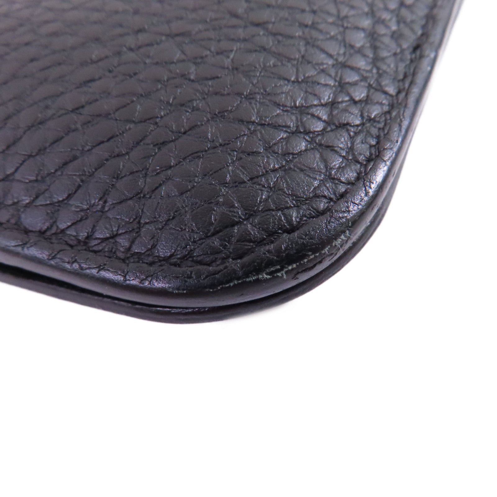 HERMES Togo皮革Dogon Wallet銀扣長錢包Noir/黑色