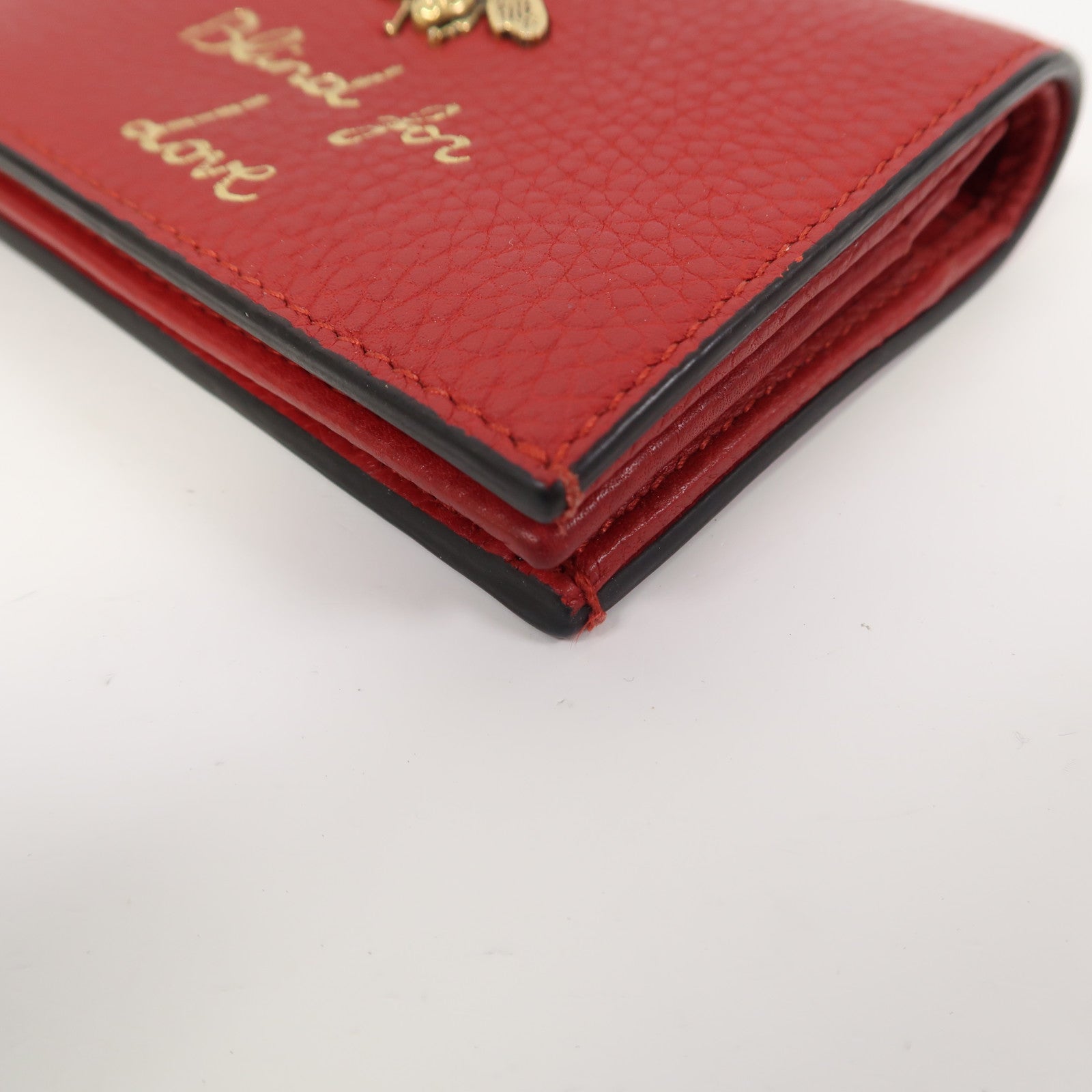 GUCCI 【激減優惠】牛皮皮革Wallet金扣錢包紅色