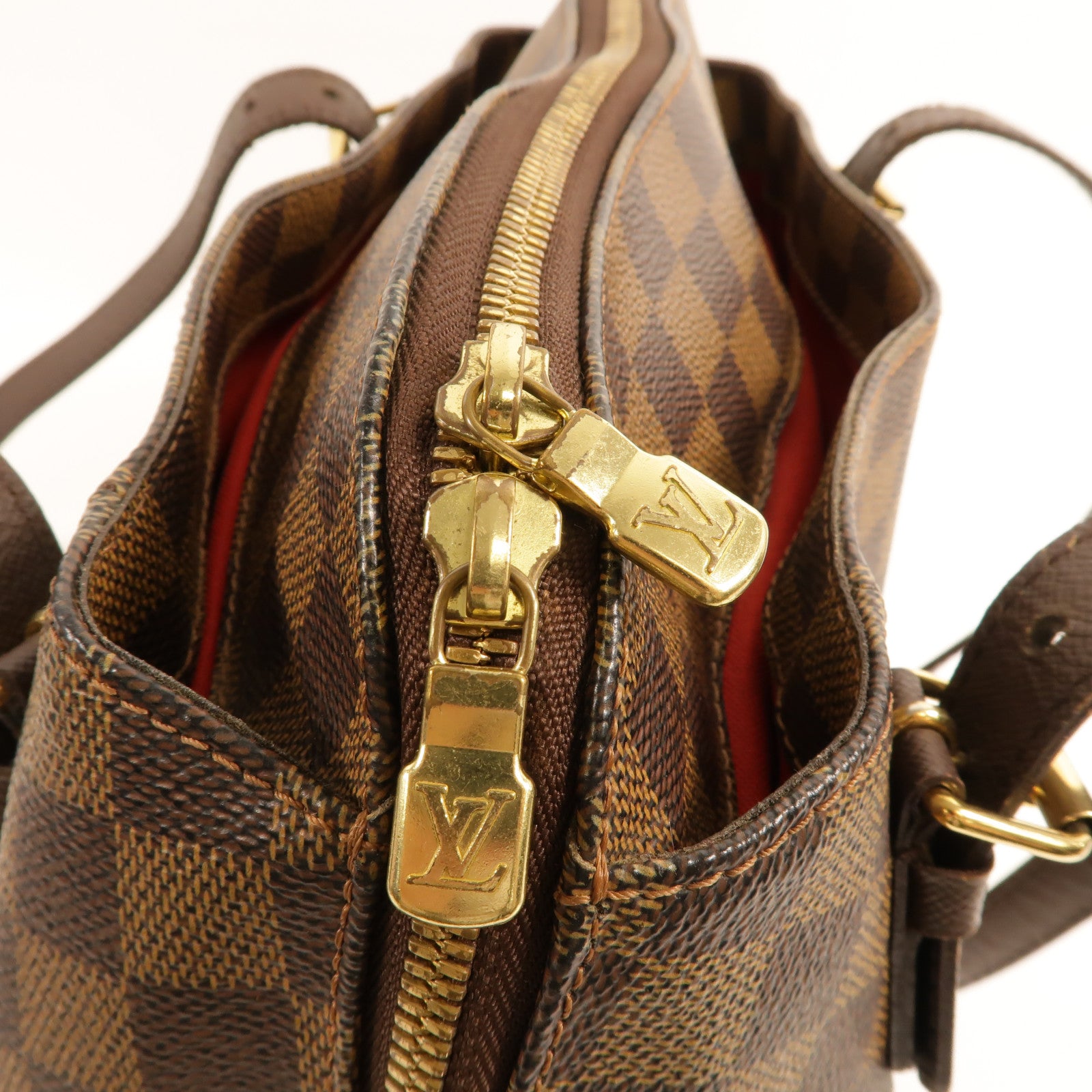 LOUIS VUITTON Damier Belem MM金扣肩背袋棕色
