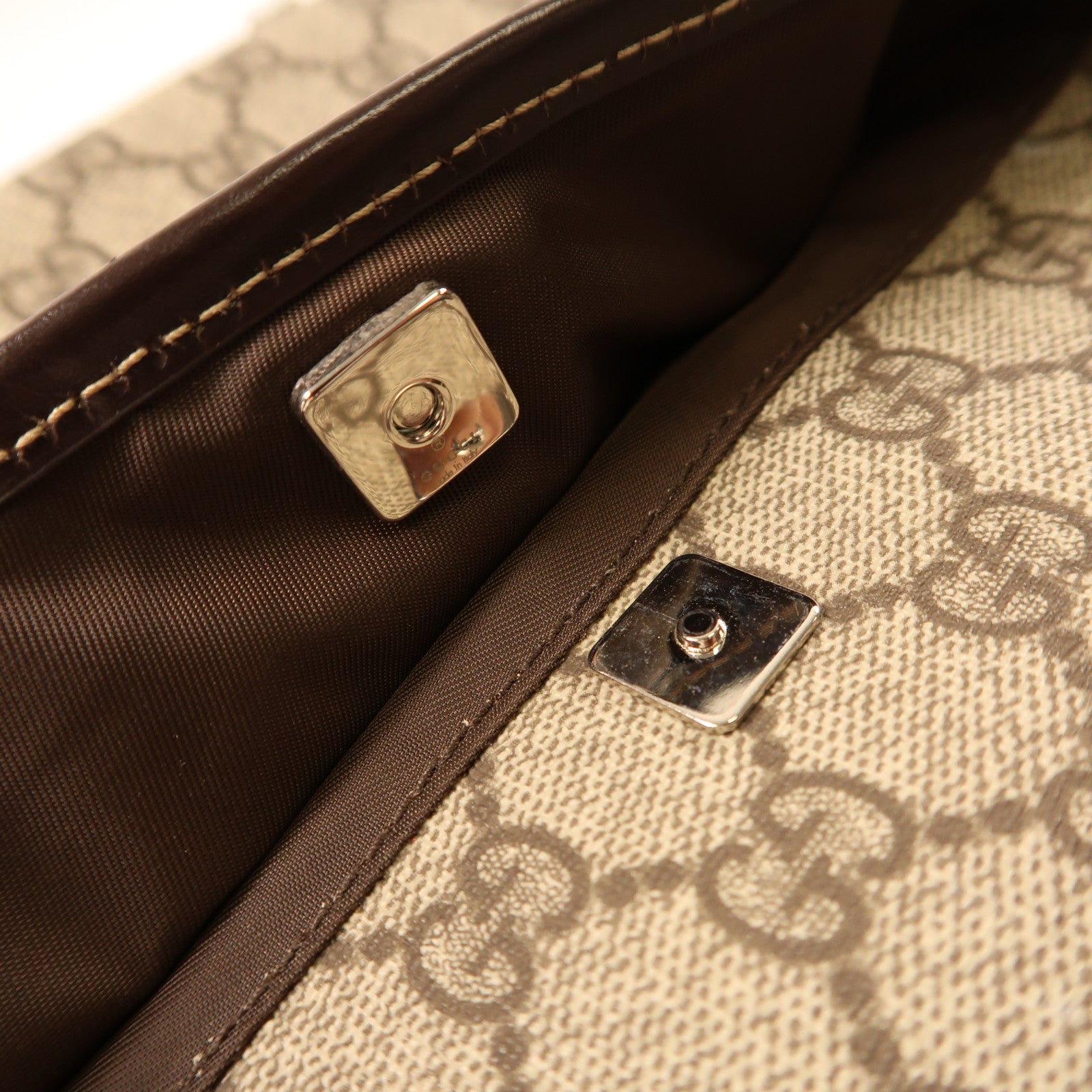 GUCCI 塗層帆布2 Way Shoulder手挽肩背兩用袋啡色