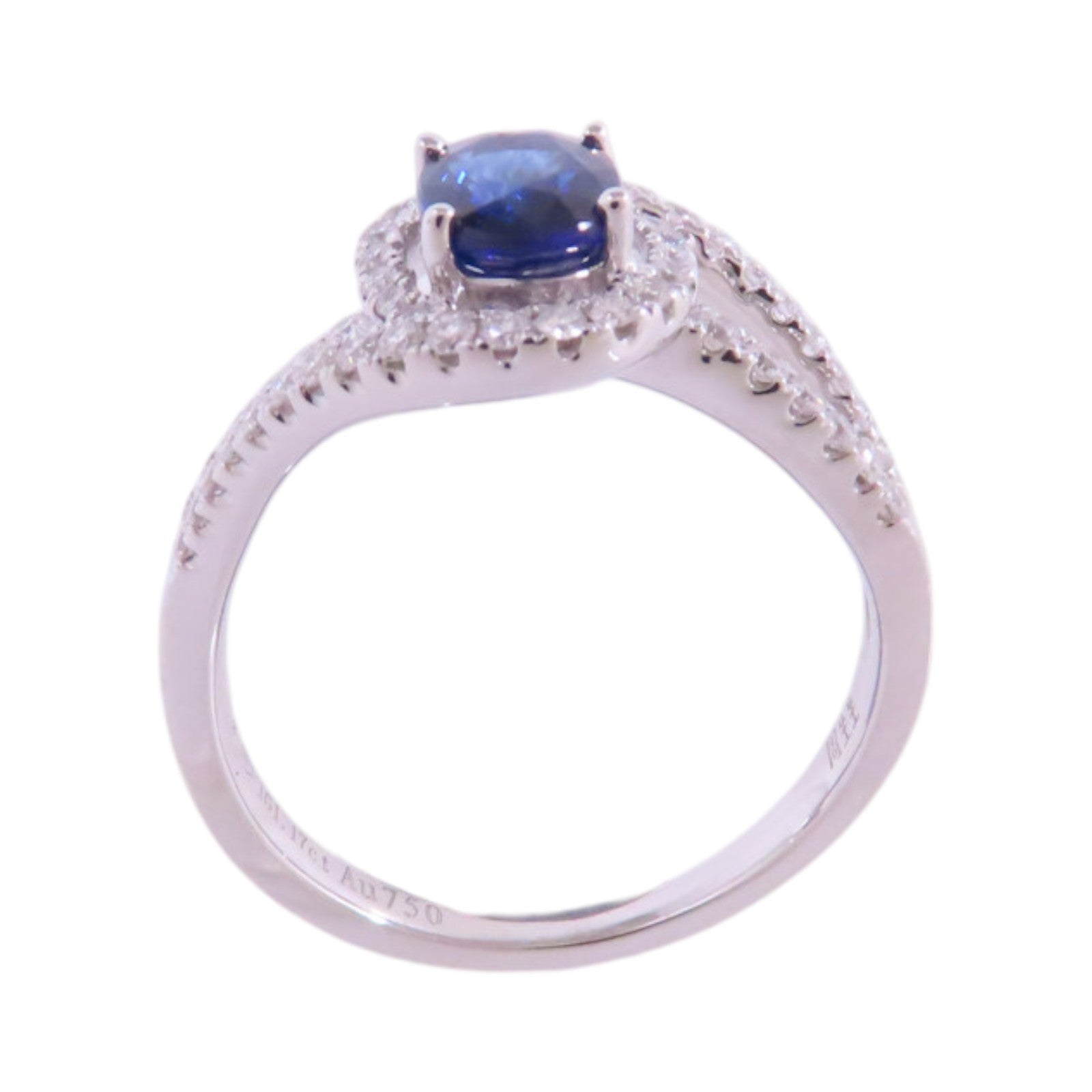 JEWELRY 18K白金/藍寶石/鑽石Sapphire Diamond Ring戒指US#7.5