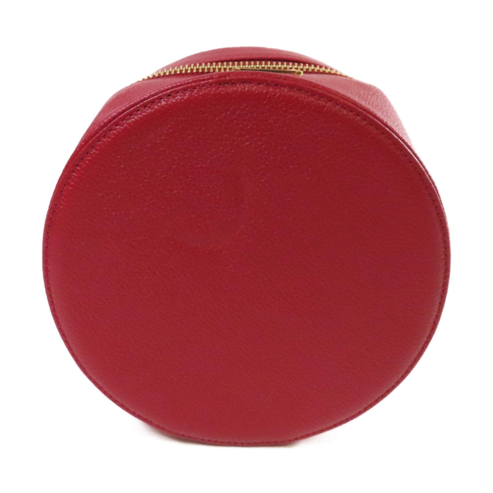 MCM 【激減優惠】皮革Vanity Cosmetic Case金扣化妝箱/手挽袋紅色
