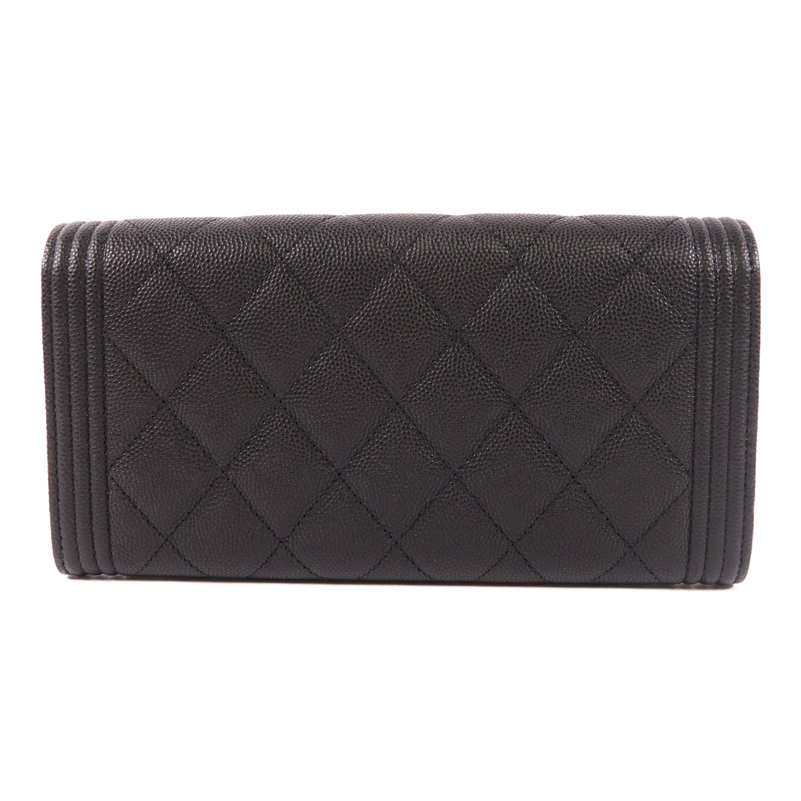 CHANEL 牛皮皮革Boy Long Wallet金扣長錢包