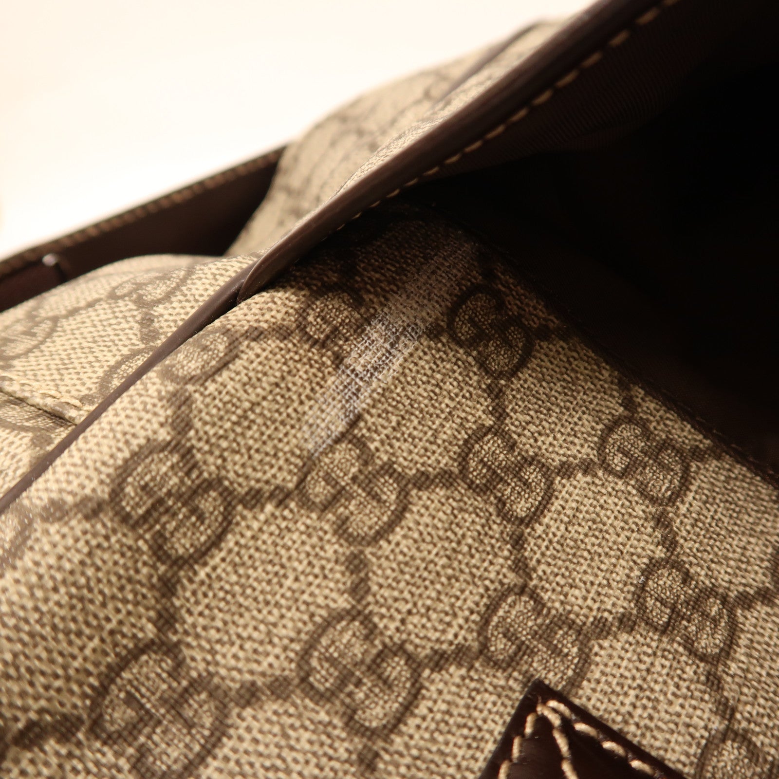 GUCCI 塗層帆布2 Way Shoulder手挽肩背兩用袋啡色