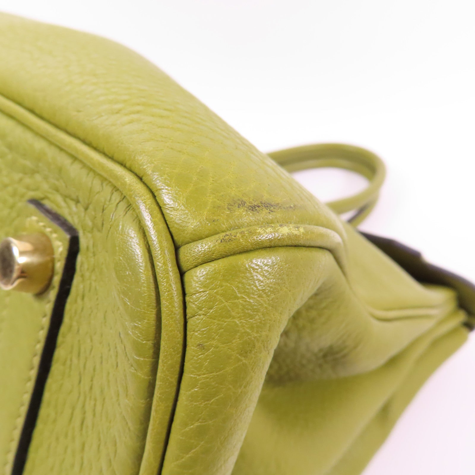 HERMES Clemence皮革Birkin 35金扣手挽袋Vert Anis
