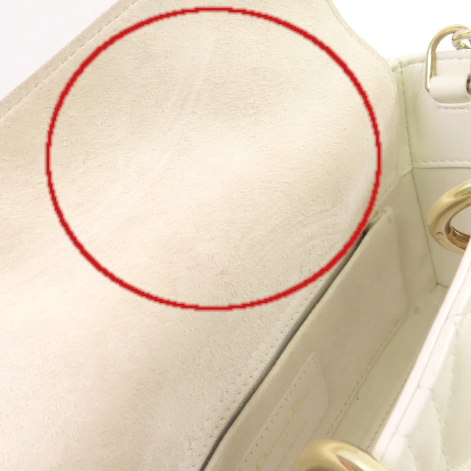 Dior 羊皮皮革Lady D-Joy Shoulder Bag金扣手挽肩背兩用袋白色