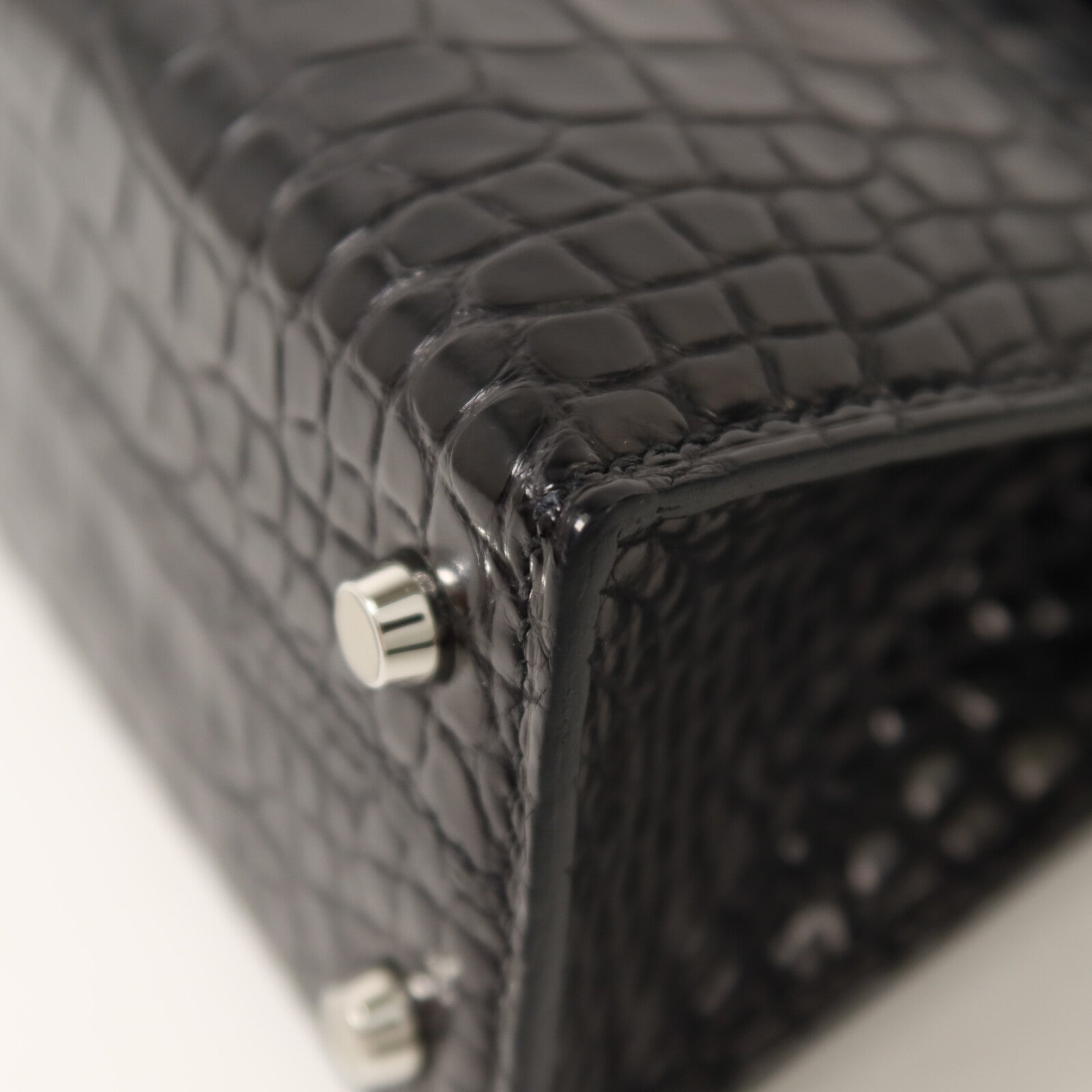 HERMES Alligator皮革Mini Kelly手挽肩背兩用袋Noir