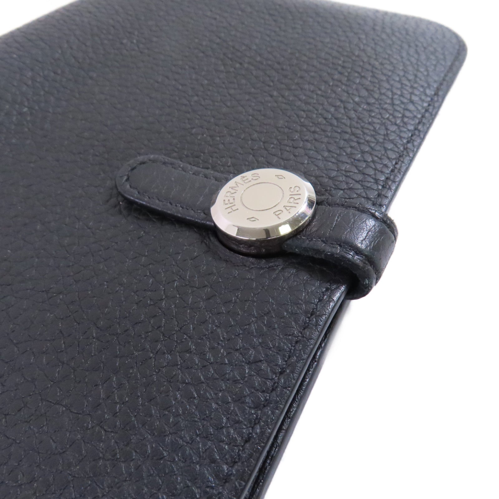 HERMES Togo皮革Dogon Wallet銀扣長錢包Noir/黑色