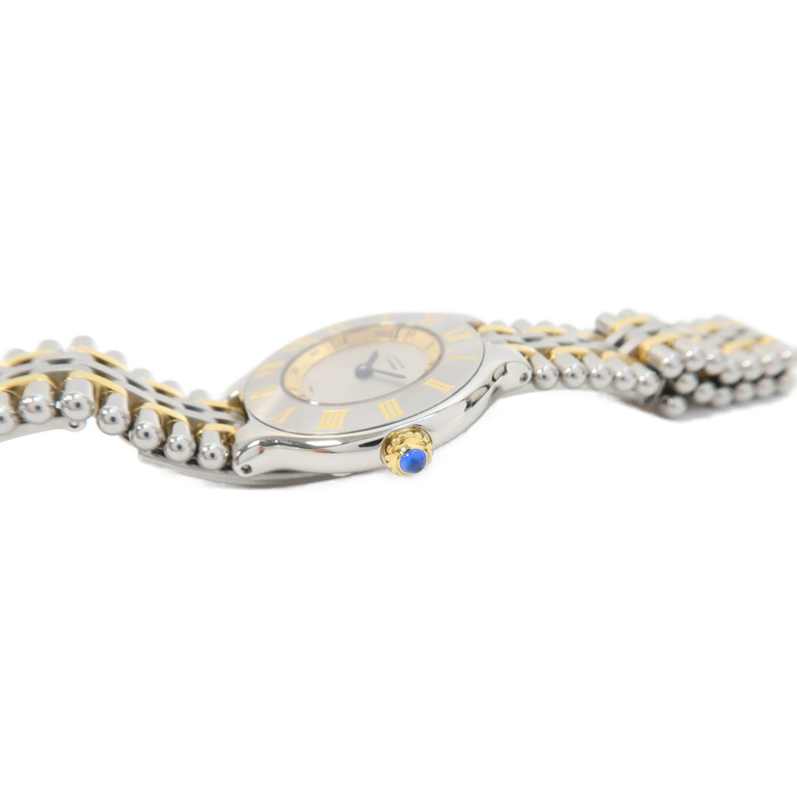CARTIER Must De Cartier 18K黃金/不鏽鋼手錶石英機芯銀色