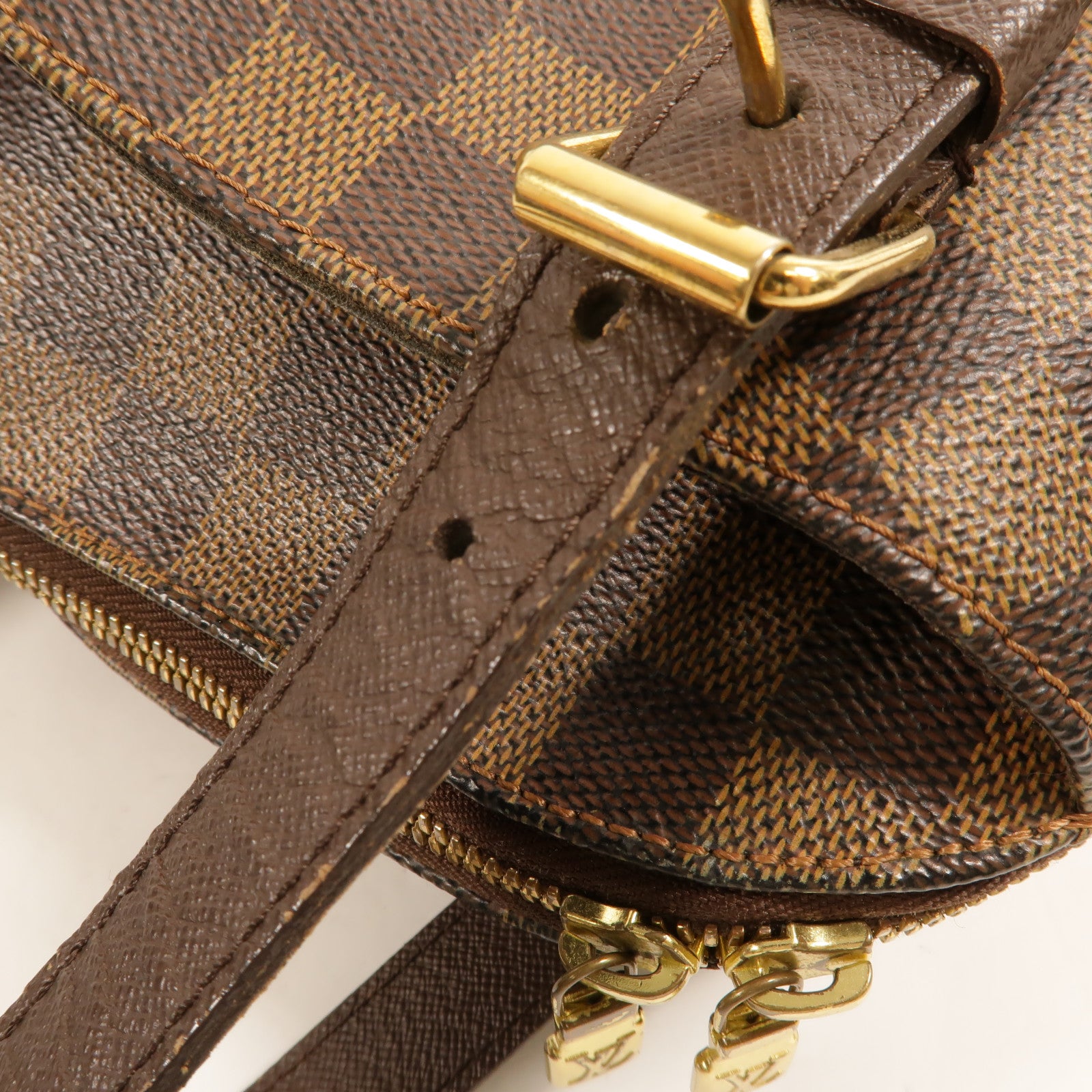 LOUIS VUITTON Damier Belem MM金扣肩背袋棕色
