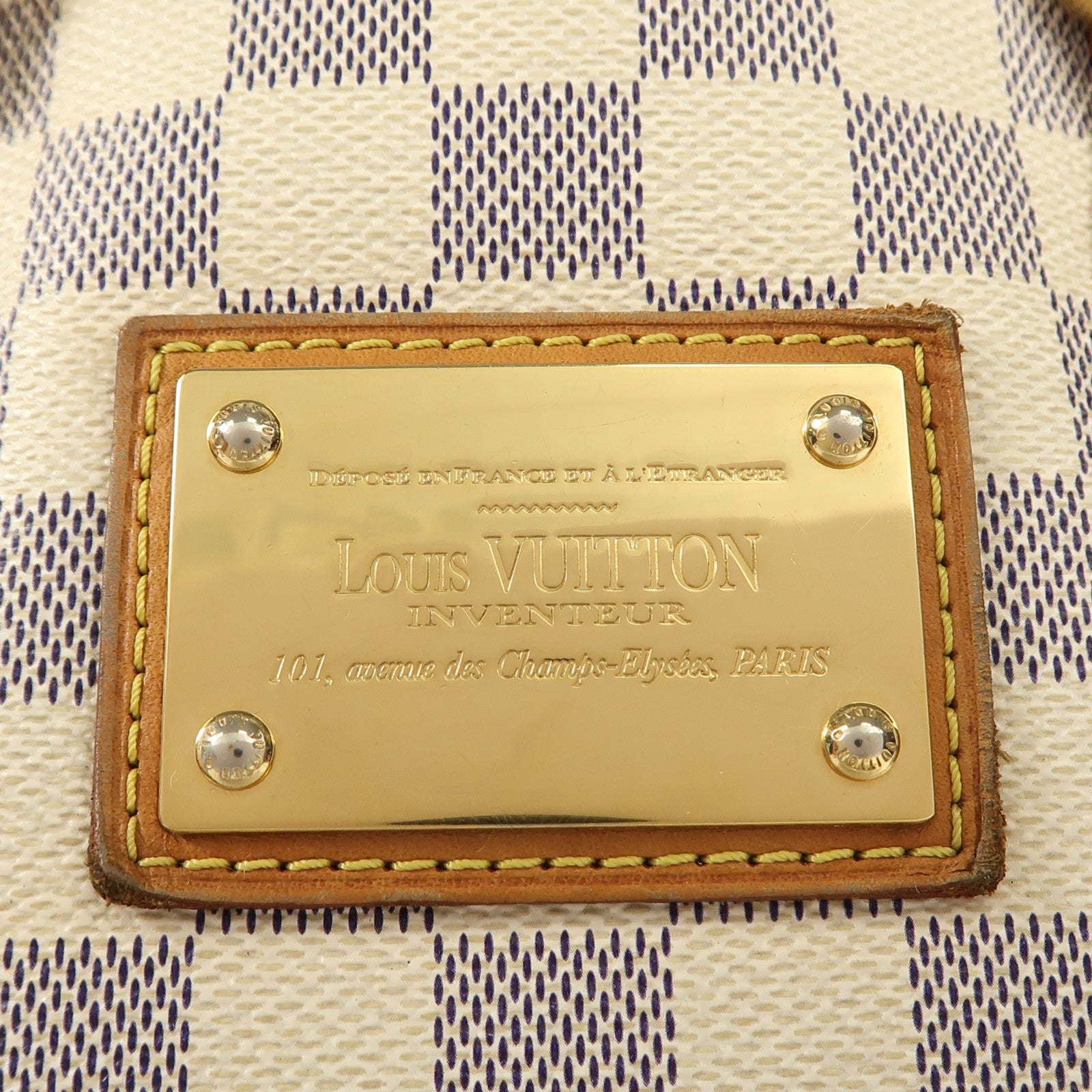 LOUIS VUITTON Damier Azur Hampstead PM金扣手挽袋