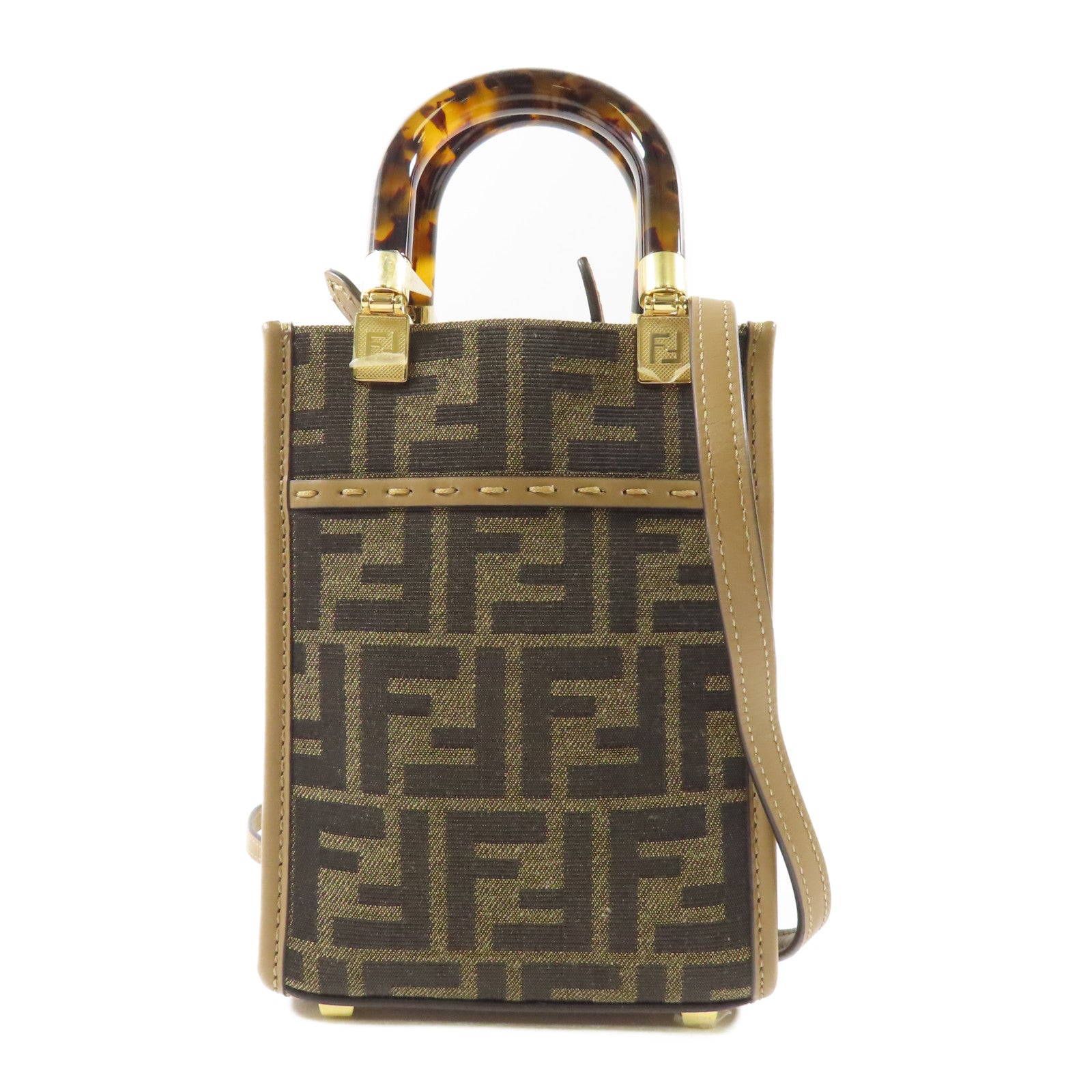 FENDI 帆布Shoulder Bag金扣手挽肩背兩用袋