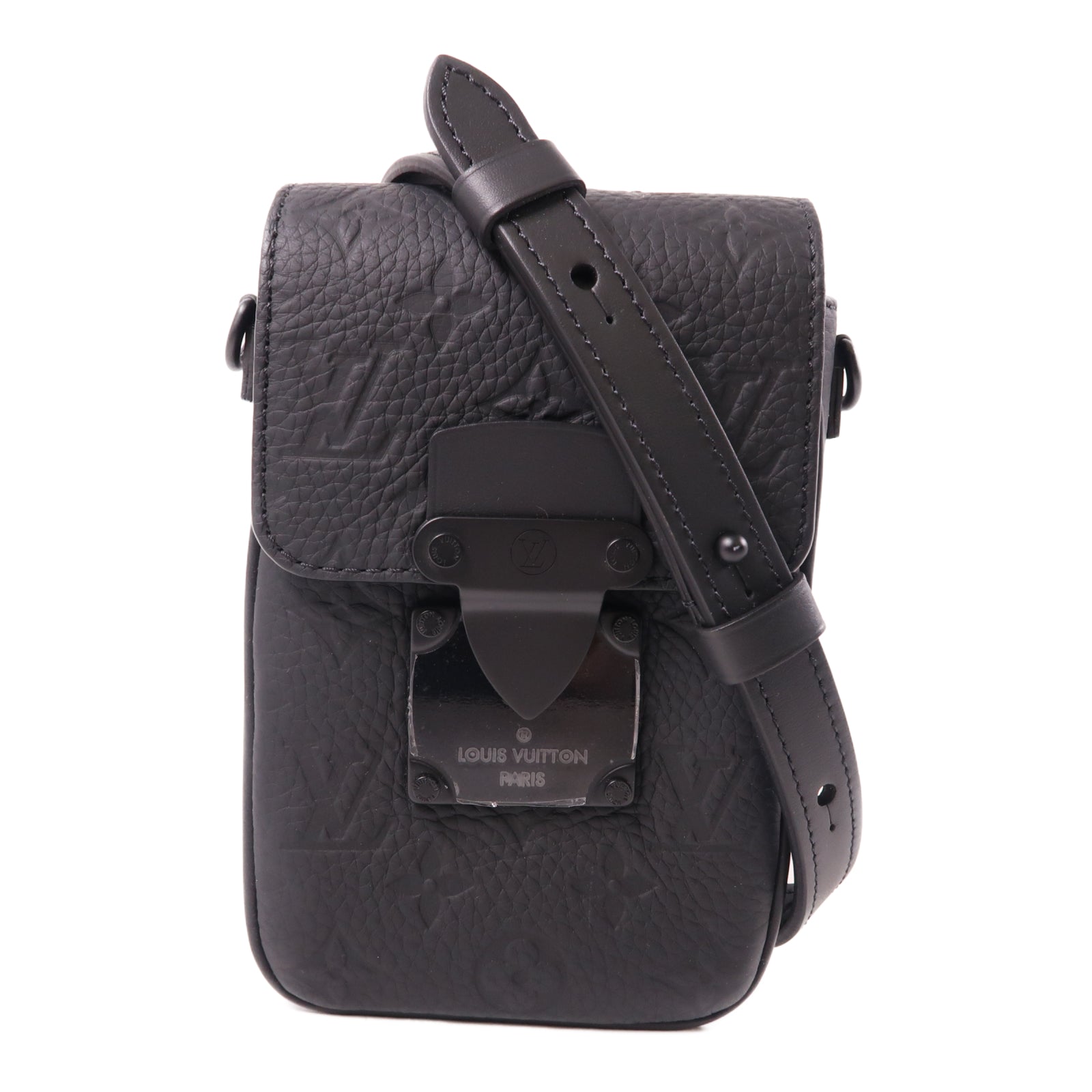 LOUIS VUITTON Monogram Taurillon S-Lock肩背袋黑色
