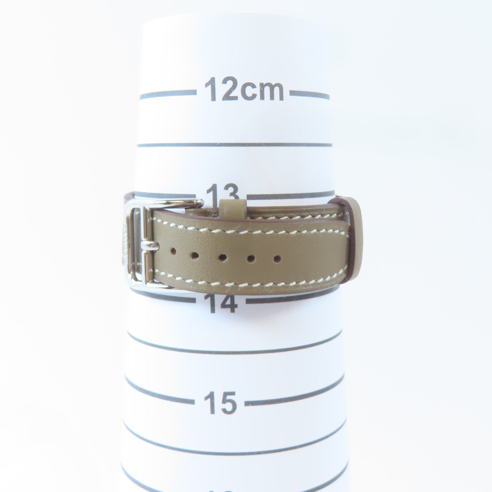 HERMES H Watch不鏽鋼/皮革手錶石英機芯白色#16cm