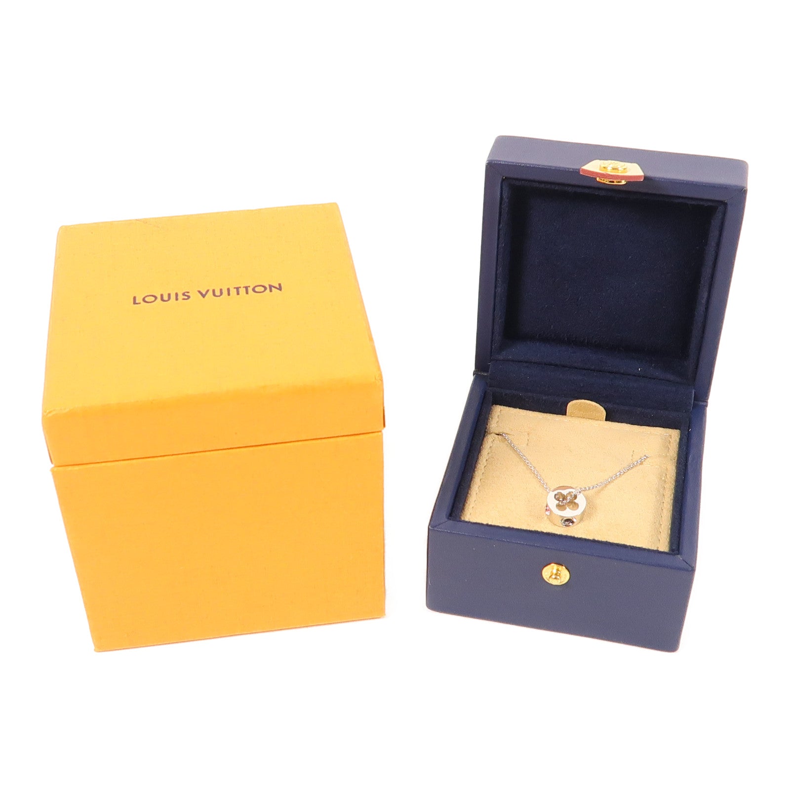 LOUIS VUITTON 18K白金/粉紅色藍寶石Pendentif Empreinte項鍊