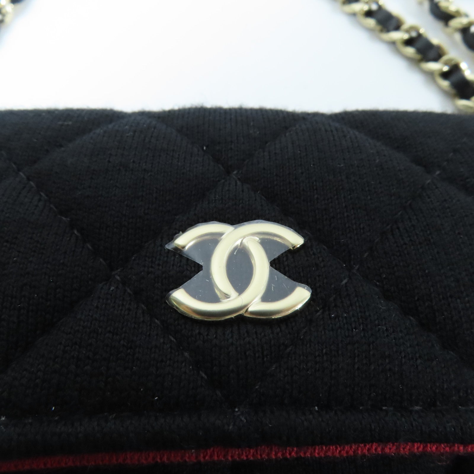 CHANEL 棉質Mini Chain Bag金扣鏈帶肩背袋