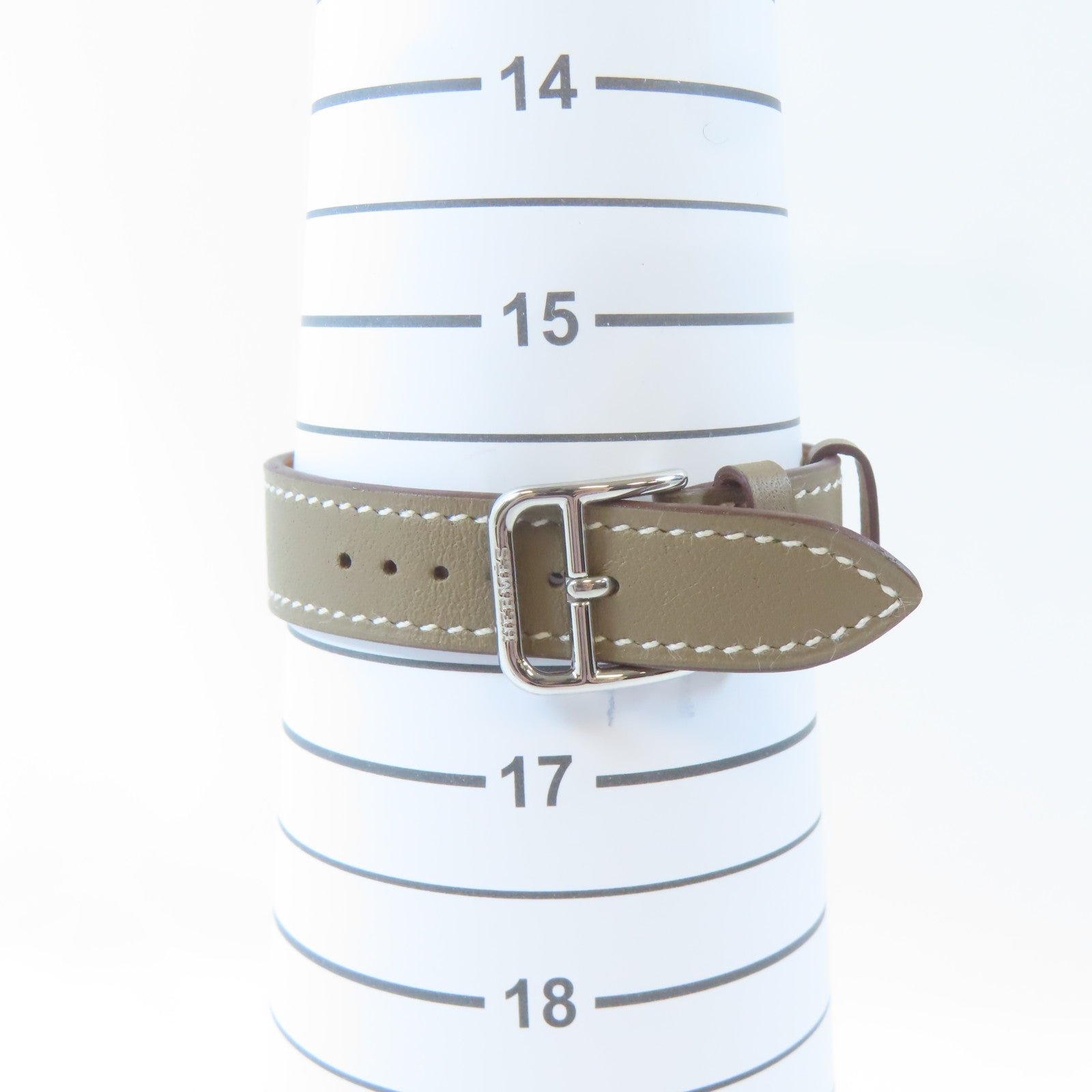 HERMES H Watch不鏽鋼/皮革手錶石英機芯白色#16cm