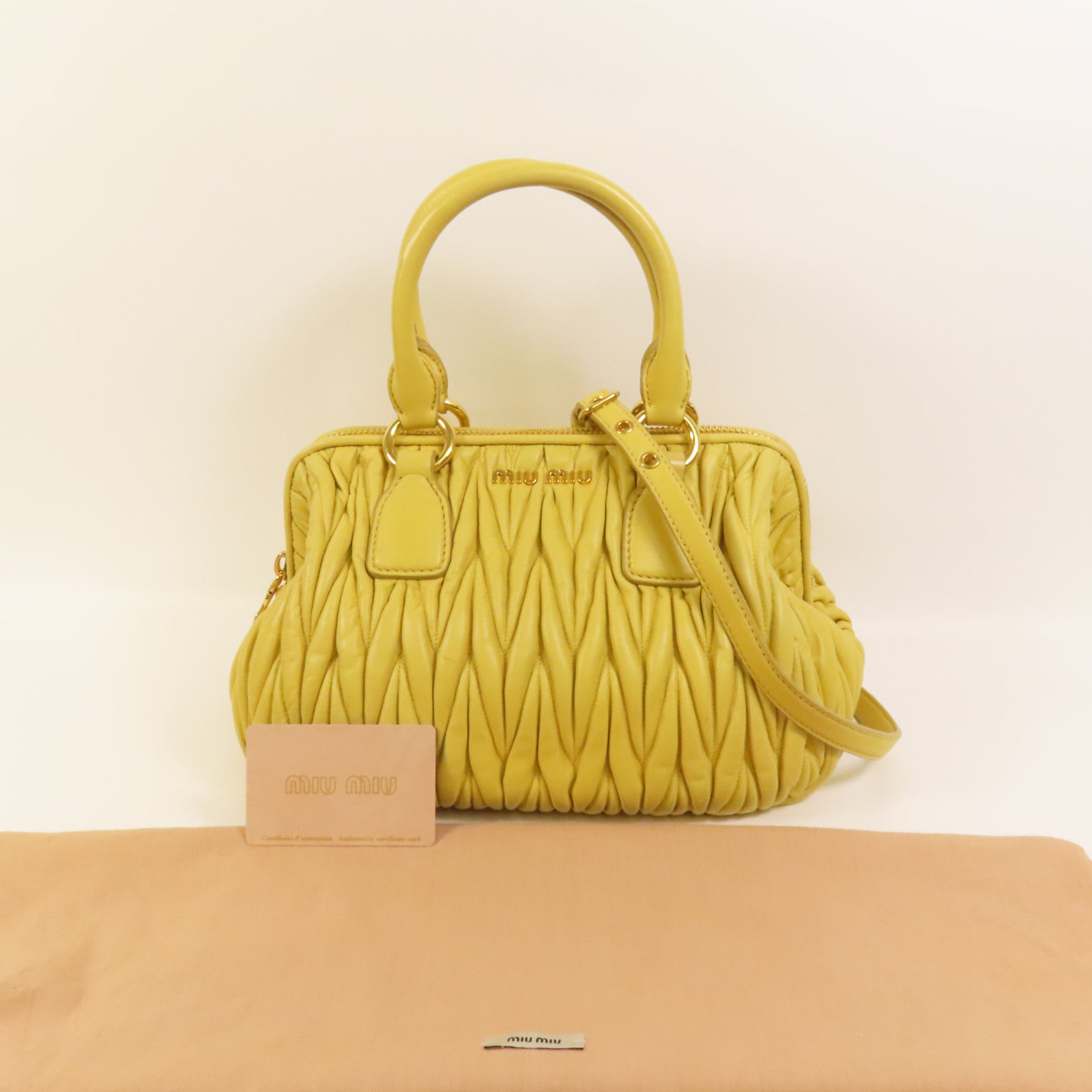 Miu Miu 羊皮皮革Matelasse Bag金扣手挽肩背兩用袋