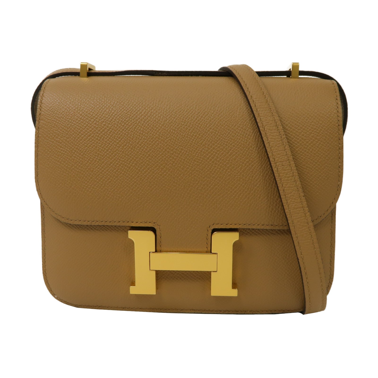 HERMES Epsom皮革Constance Mini金扣肩背袋Beige de weimar