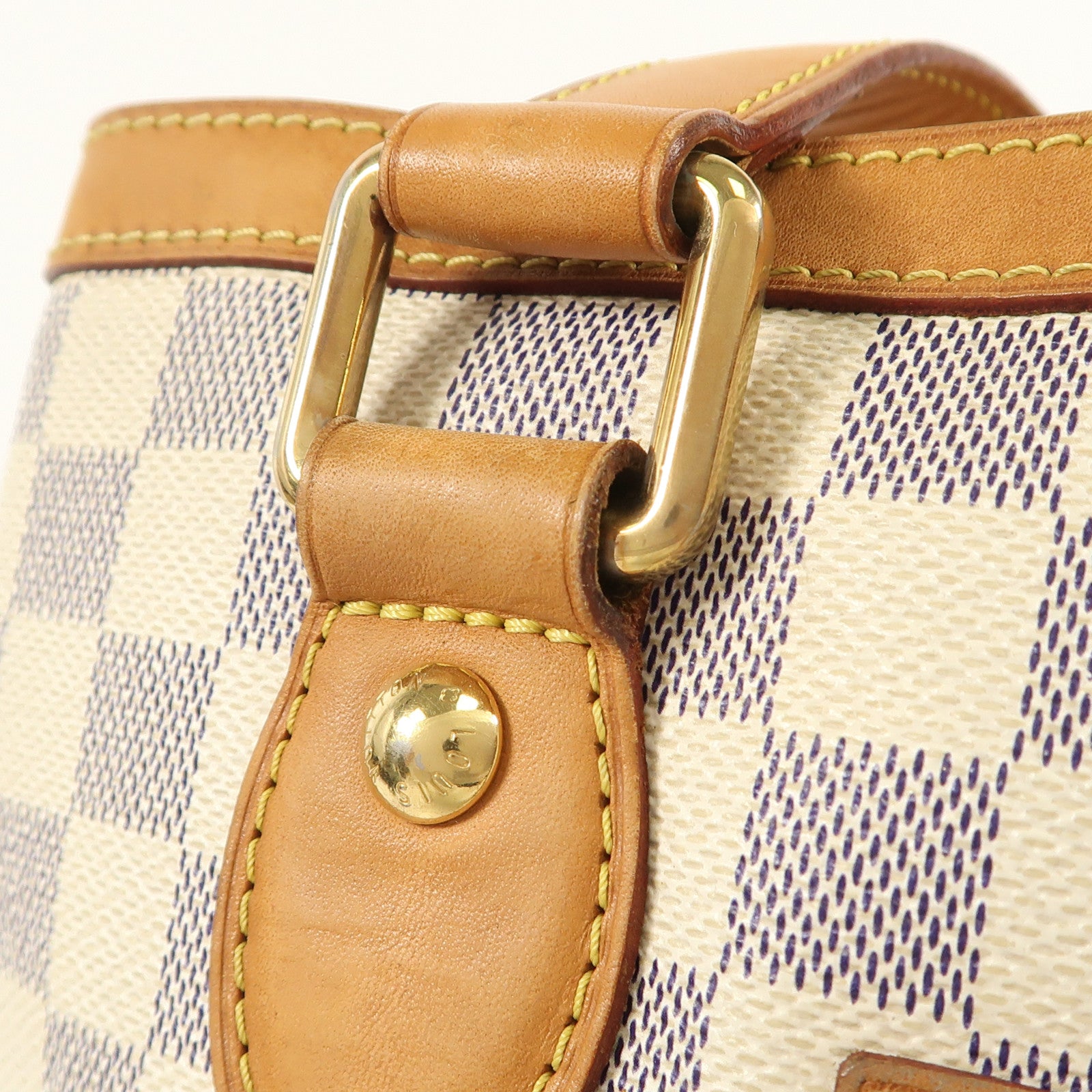 LOUIS VUITTON Damier Azur Hampstead PM金扣手挽袋