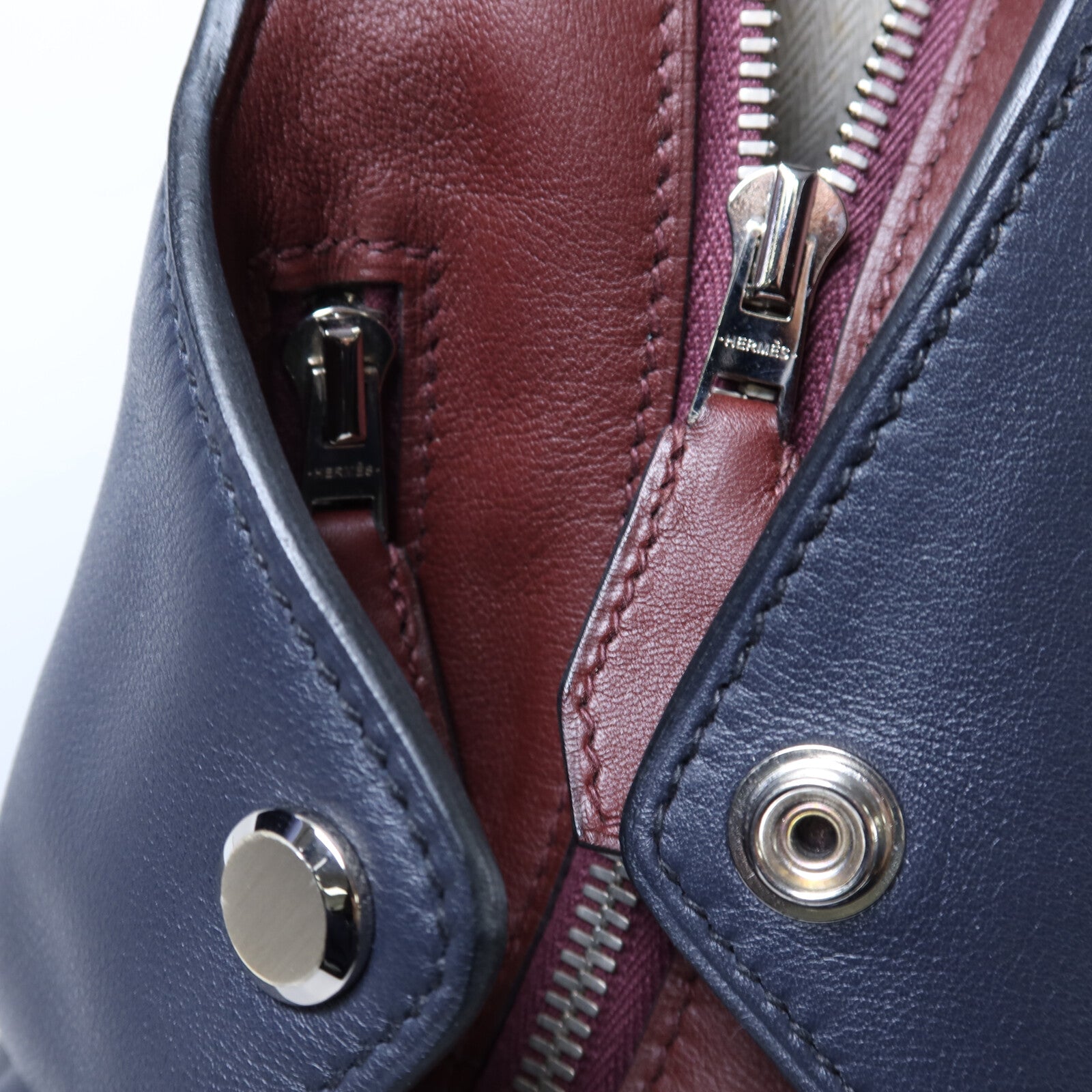 HERMES Evercolor皮革Cityback銀扣背包Blue/Red