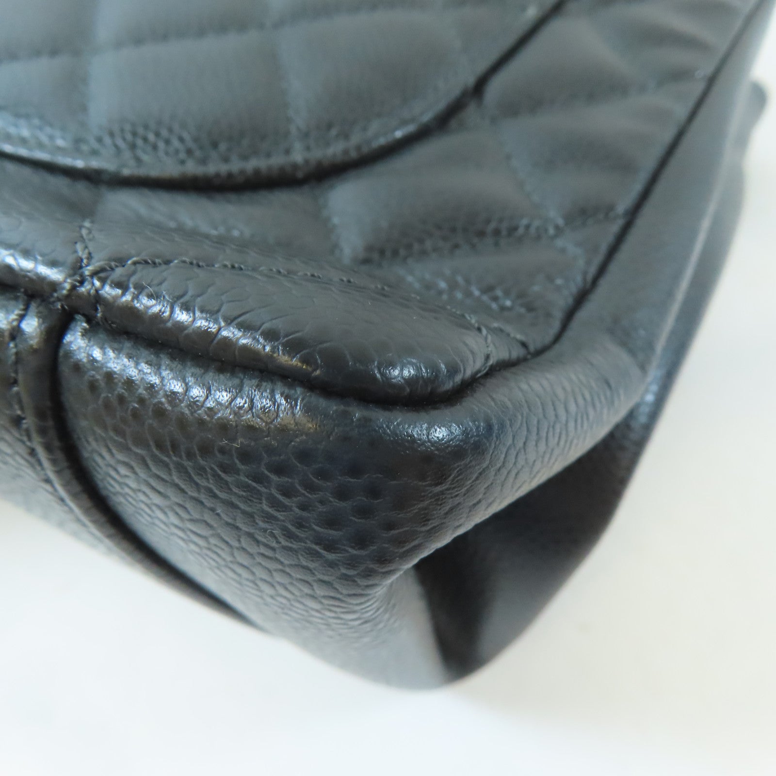 CHANEL 菱格Caviar皮革GST Grand Shopping Tote Bag銀扣肩背袋灰色
